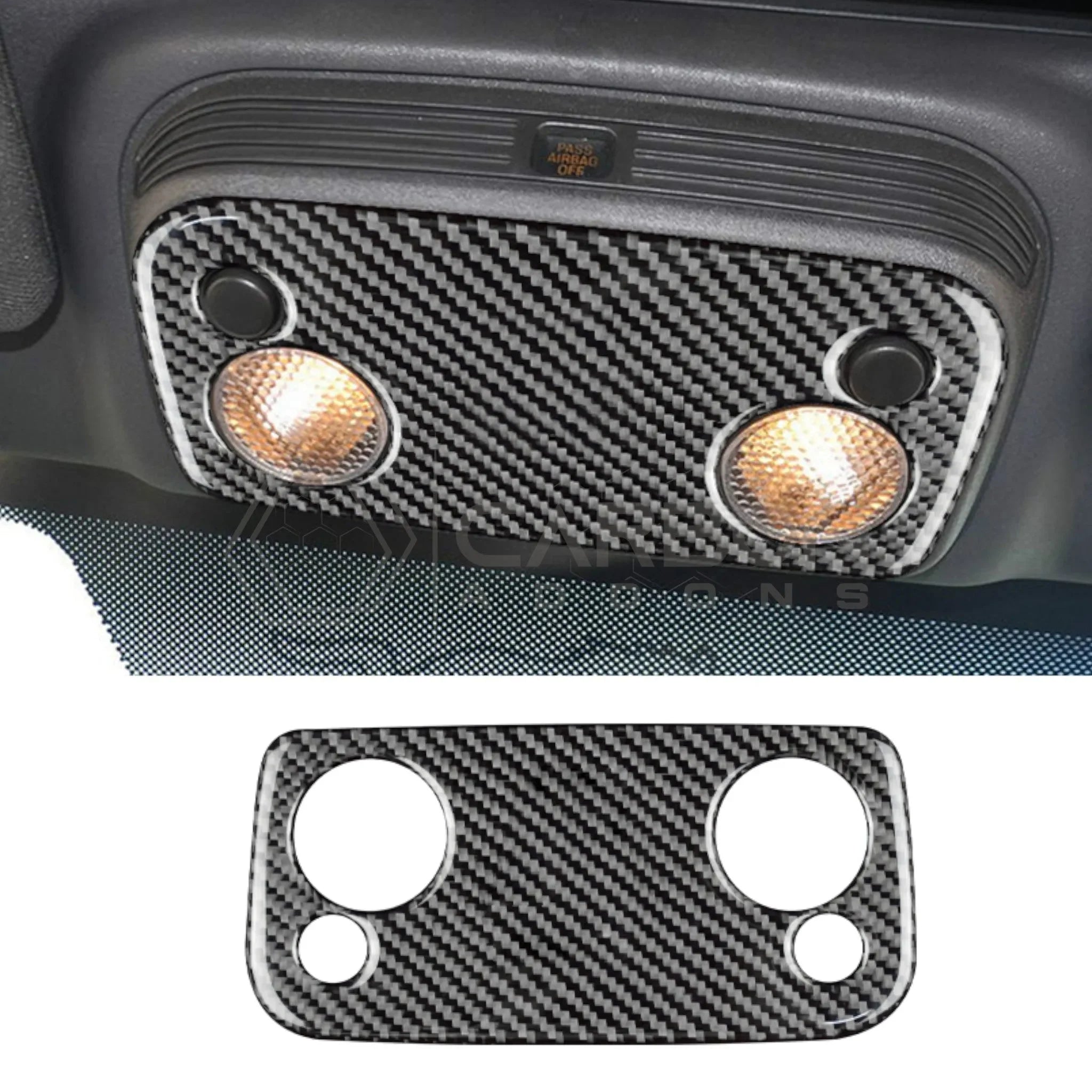 Real Carbon Fiber Overhead Dome Reading Light Trim Overlay For S197 Mustang 2005-2009