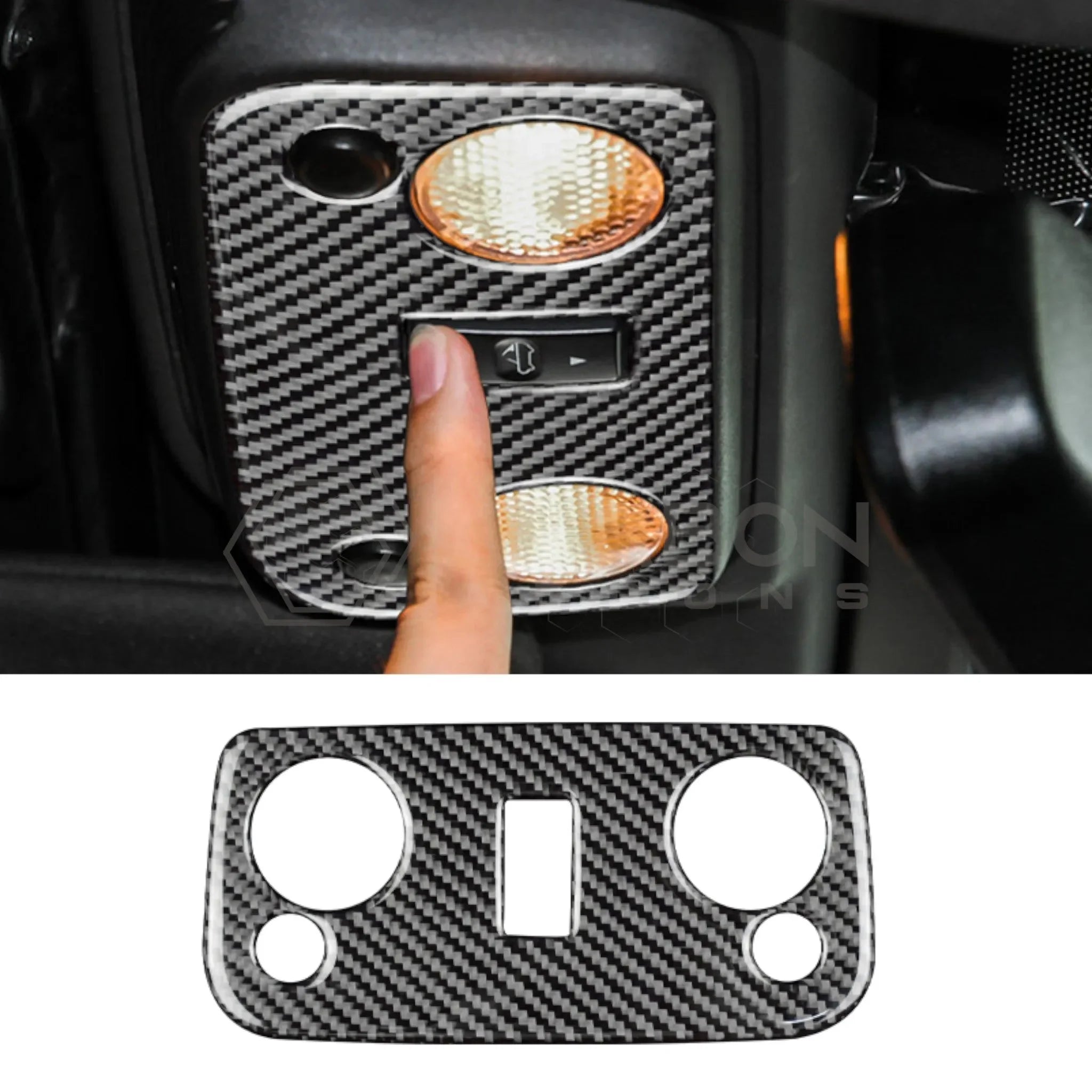 Real Carbon Fiber Overhead Dome Reading Light Trim Overlay For S197 Mustang 2005-2009