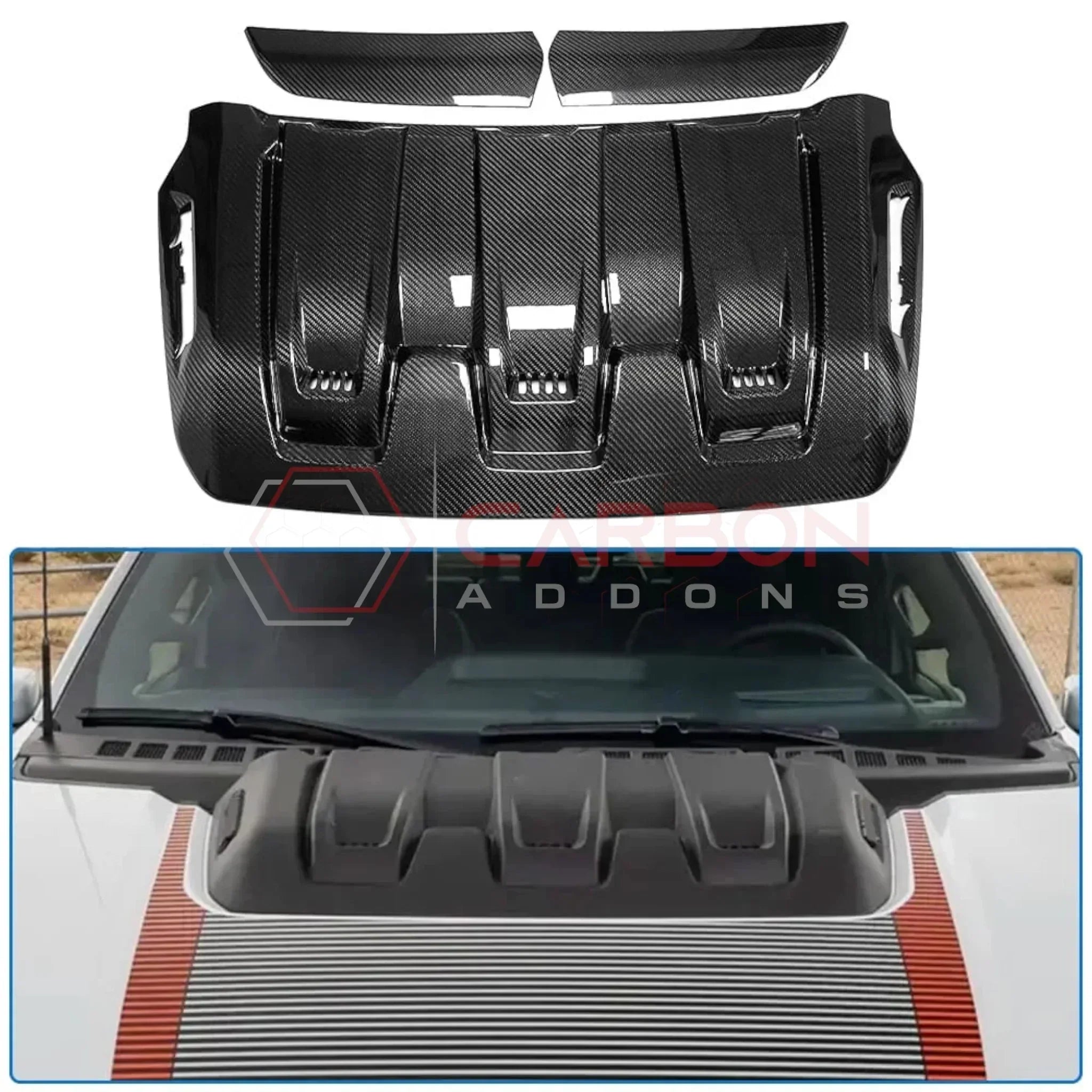 Real Carbon Fiber Hood Vent Cover for 2023+ Ford F-150 Raptor R (V8)