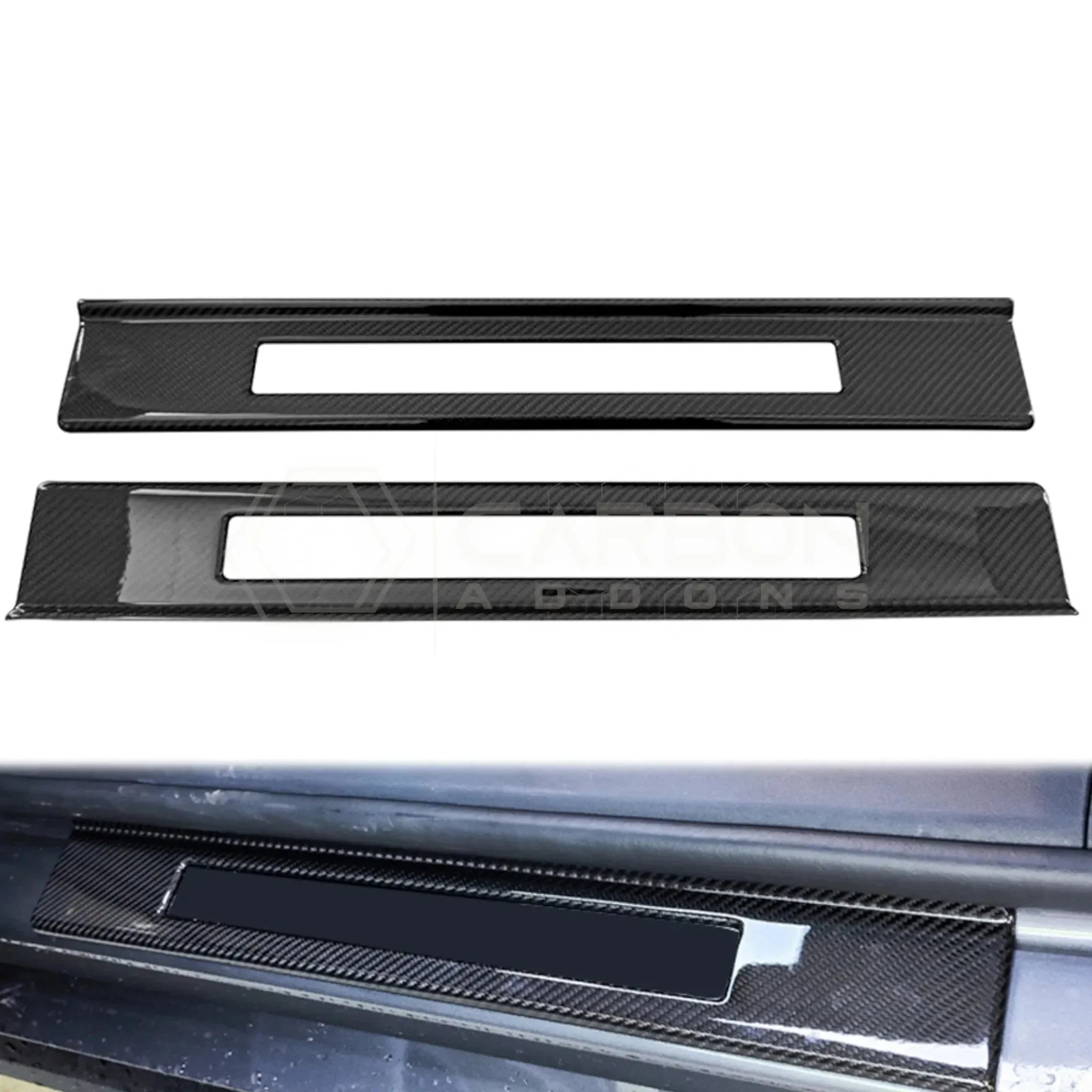 Real Carbon Fiber Door Sill Trim Covers for 2024+ Ford Mustang