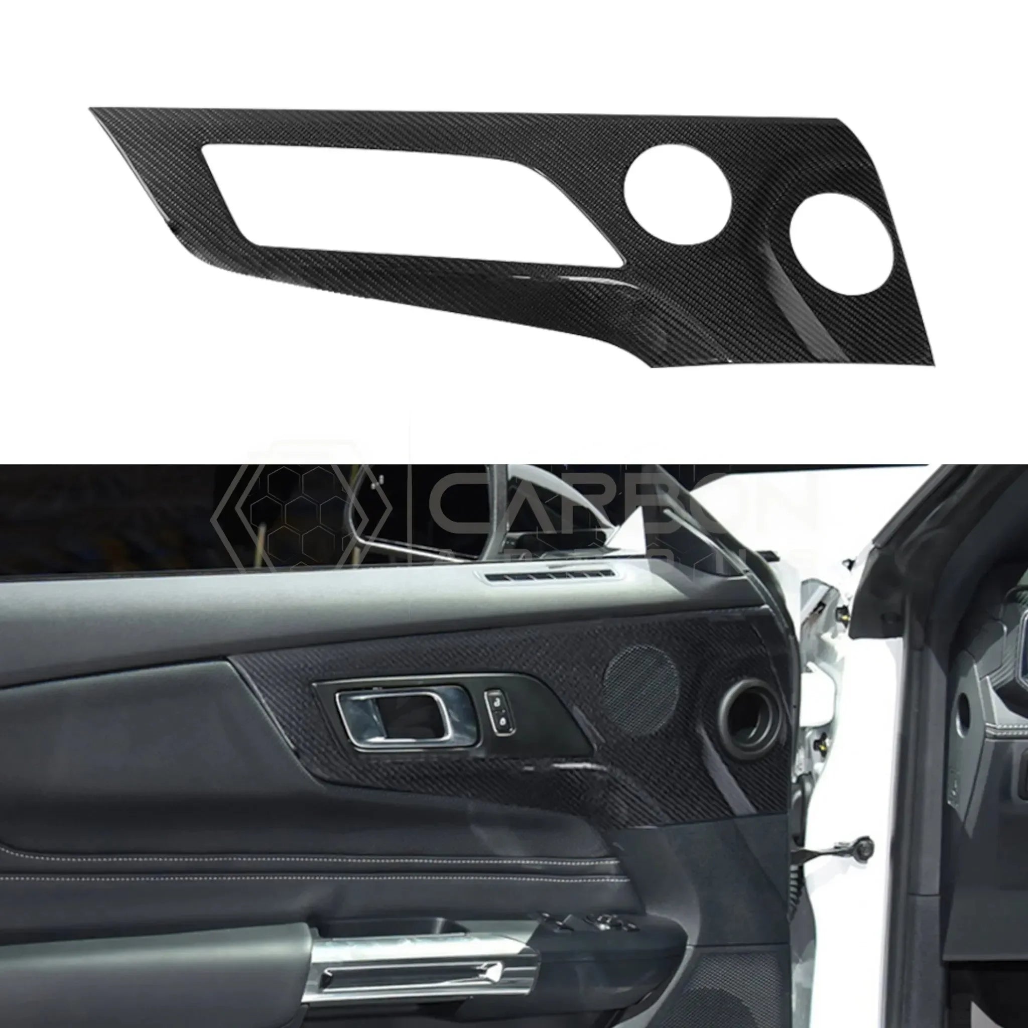 Real Carbon Fiber Door Handle & Speaker Panel Trim Covers for 2024+ Ford Mustang