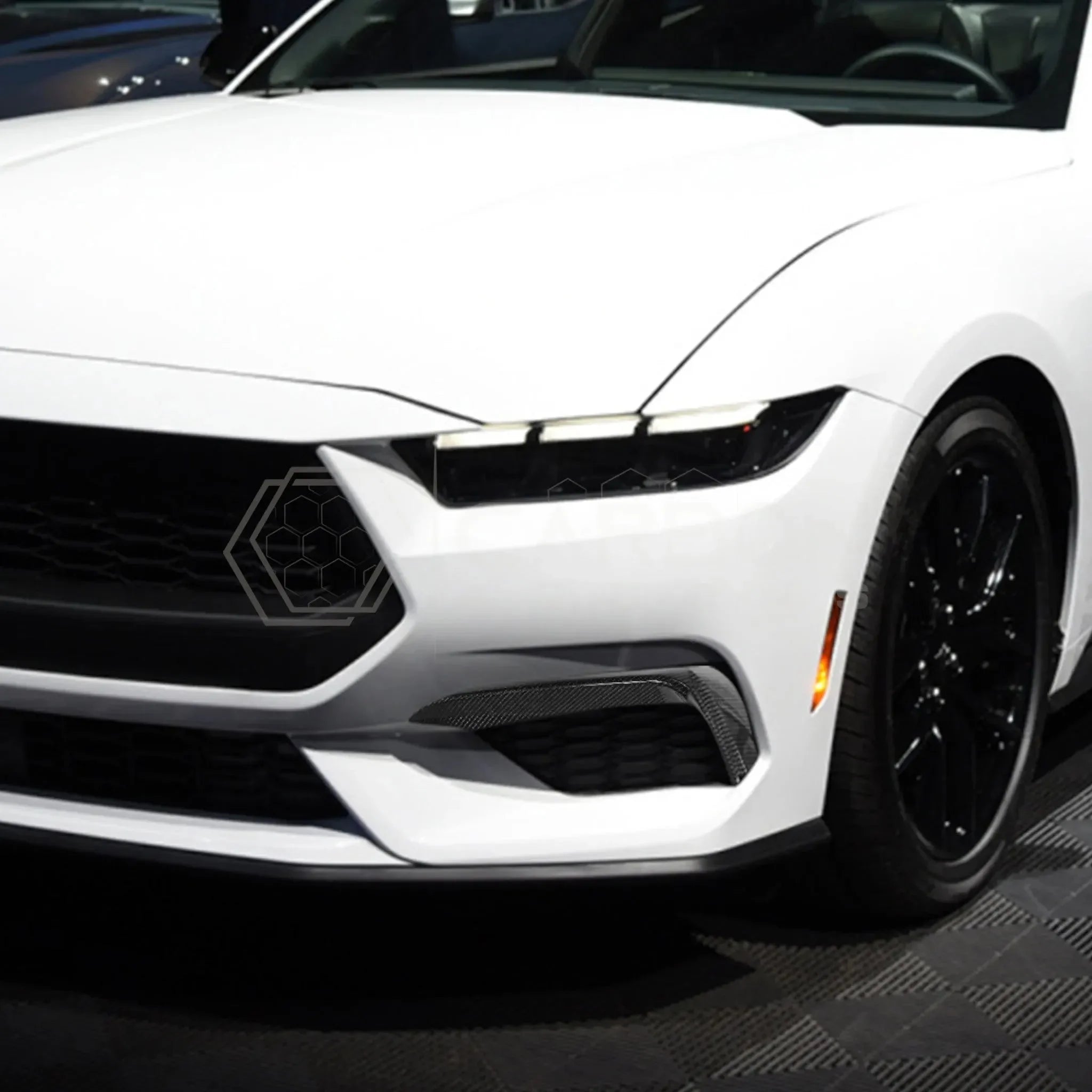 Real Carbon Fiber Front Bumper Grille Trim Covers for 2024+ Ford Mustang EcoBoost