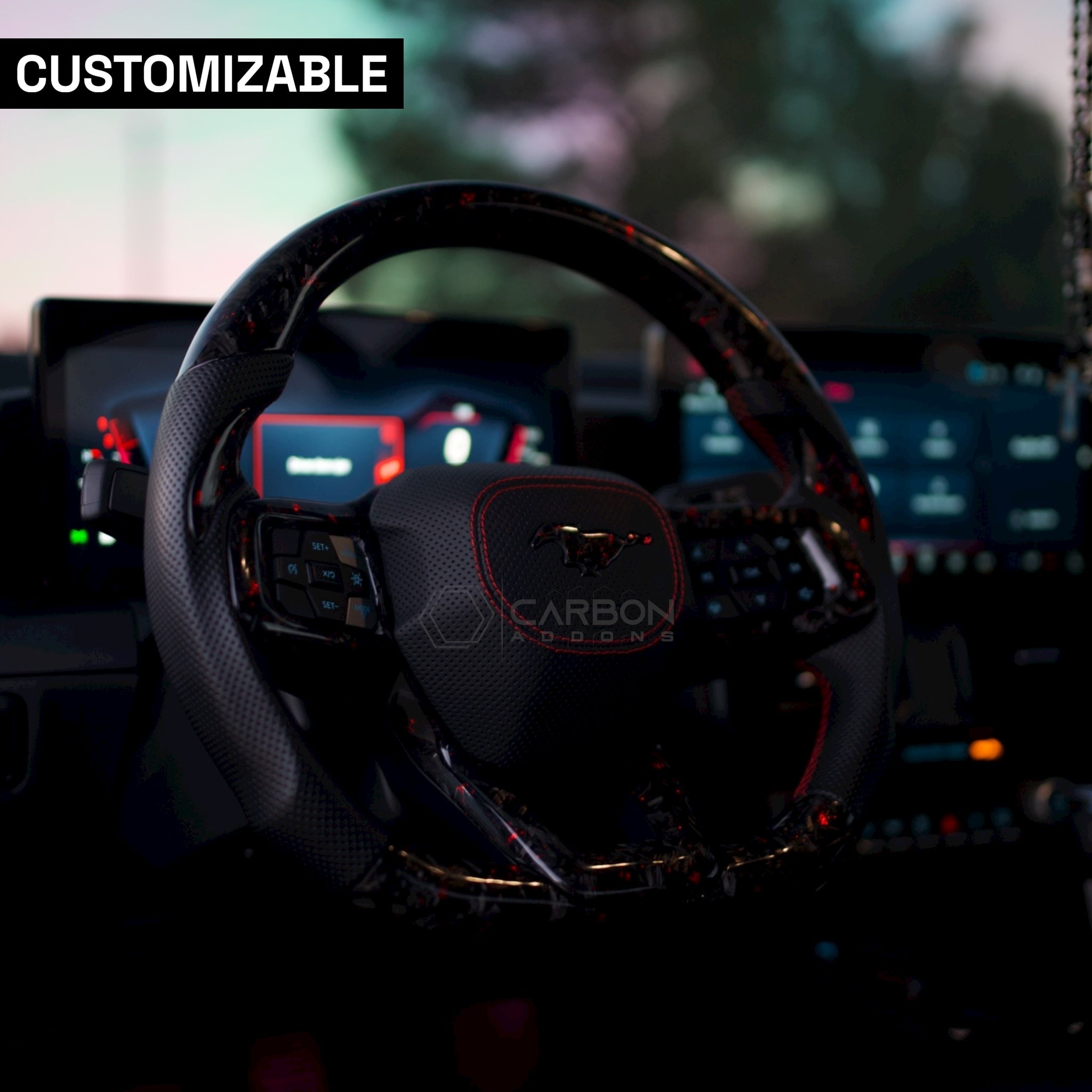 2024+ Mustang Customizable Carbon Fiber Steering Wheel