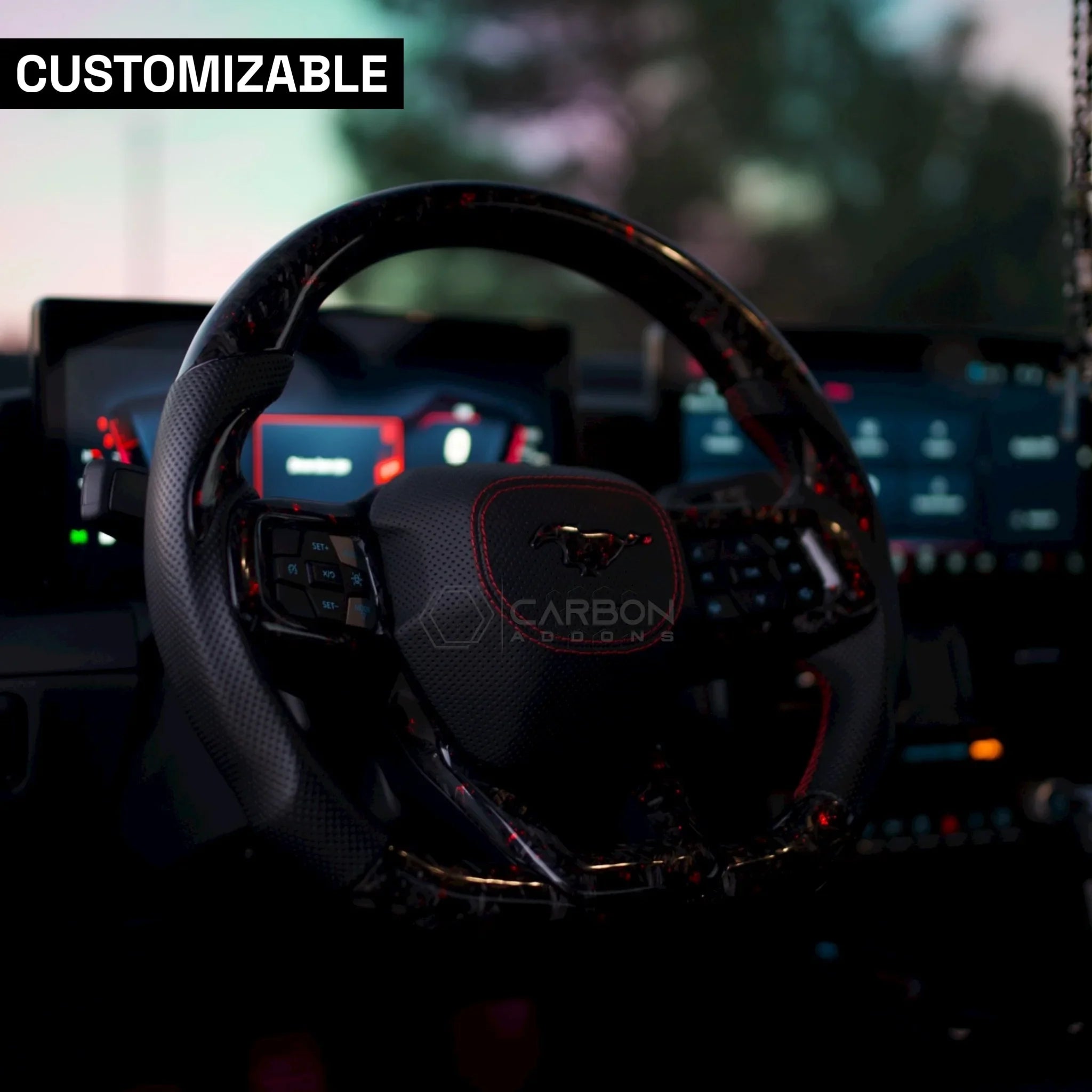 2024+ Mustang Customizable Carbon Fiber Steering Wheel