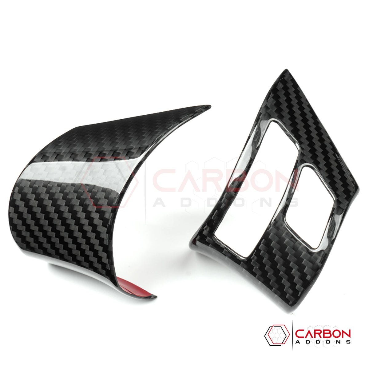 2005–2013 C6 Corvette Real Carbon Fiber Steering Wheel Button Trim Covers – Right Button / Left Blank