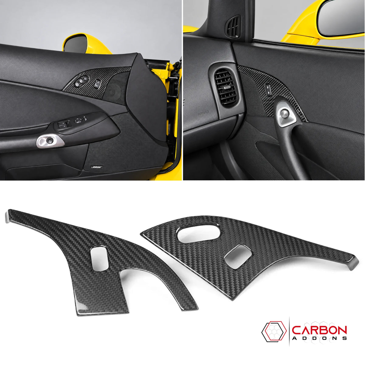 2005–2013 C6 Corvette Real Carbon Fiber Door Lock & Seat Memory Switch Trim Covers