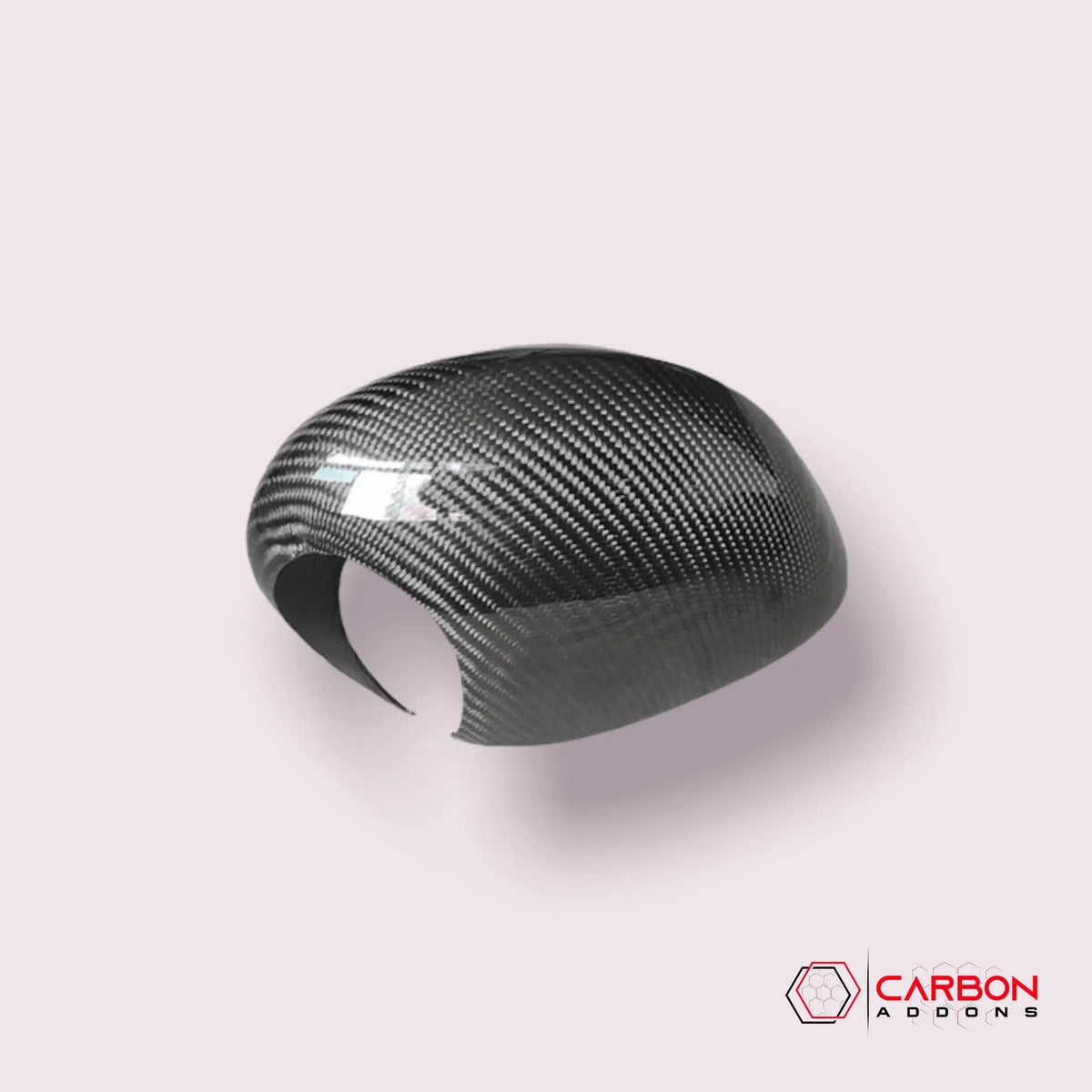 Real carbon fiber side mirror cover for American vehicles, sleek glossy finish, lightweight automotive accessory