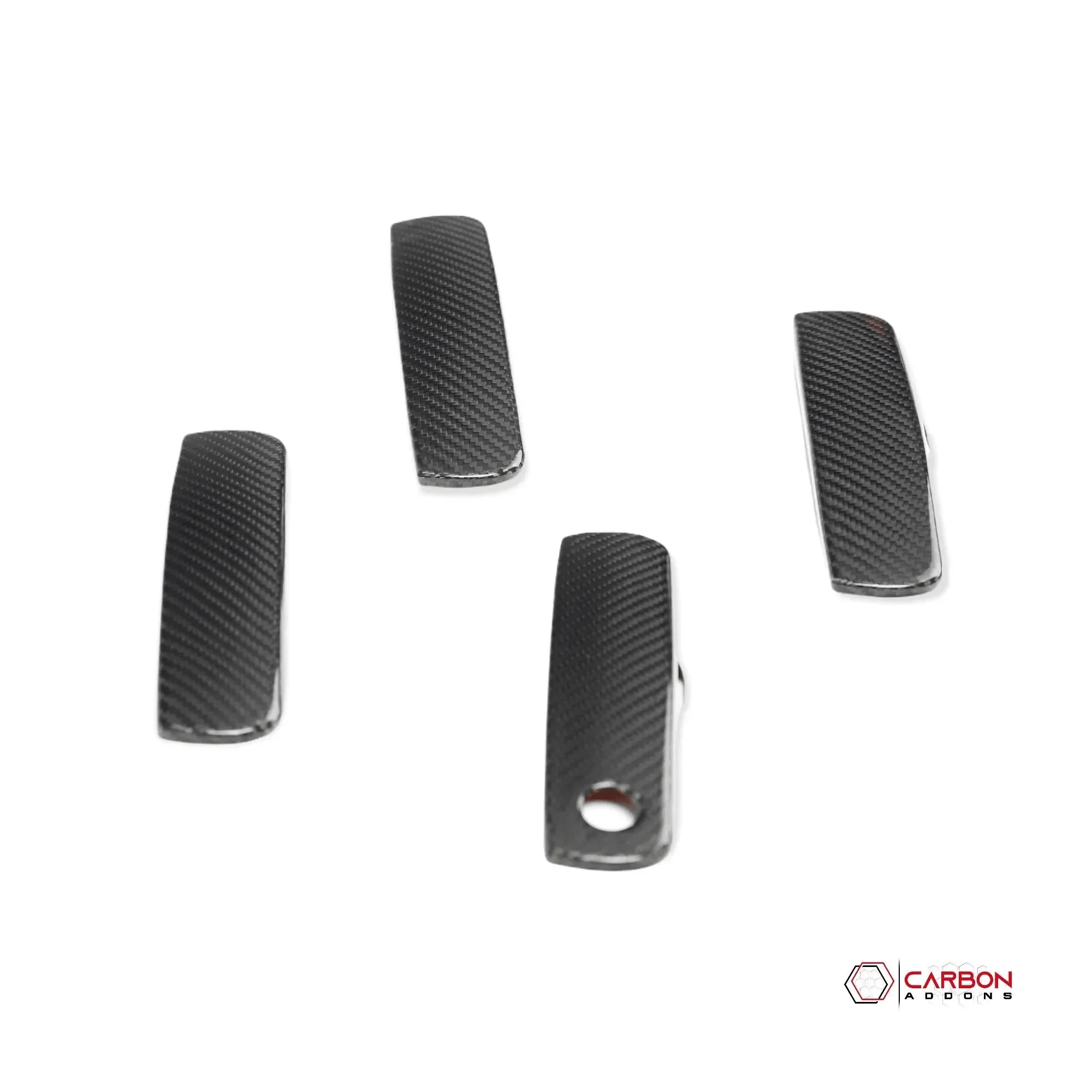 Real carbon fiber door handle covers for American vehicles, sleek black weave finish