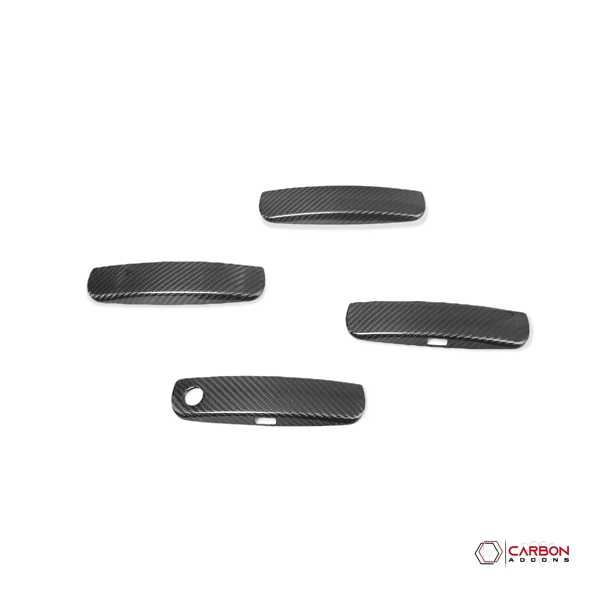 Real carbon fiber door handle covers for American vehicles, sleek black weave design