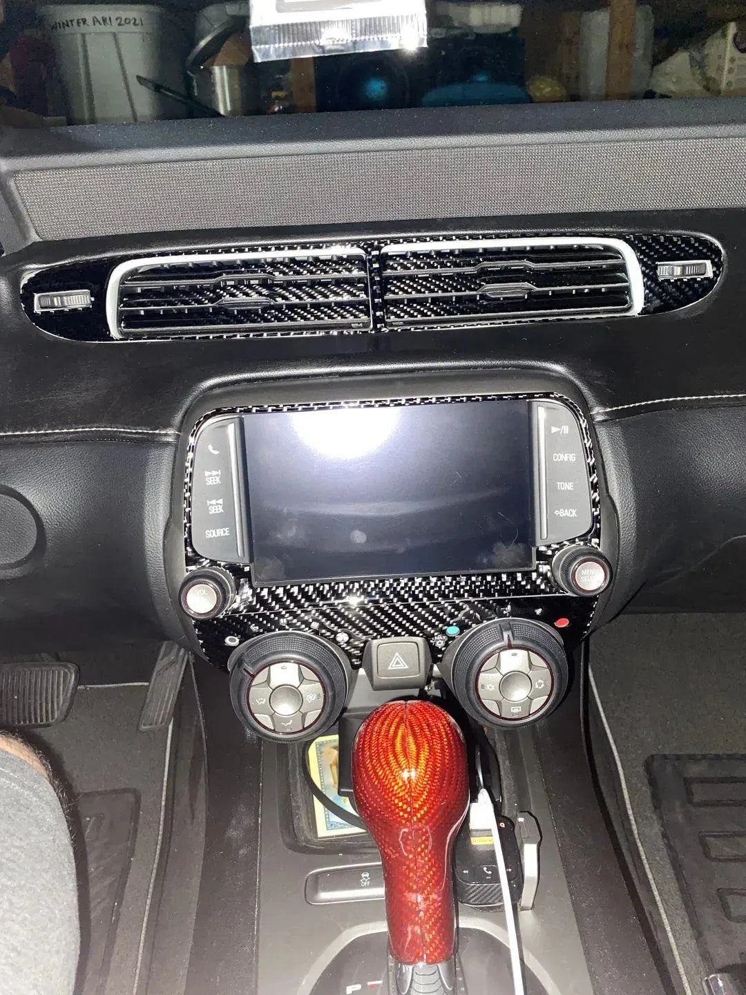 2013-2015 Chevy Camaro Carbon Fiber AC Vent & Radio Switch Trim Overlay - carbonaddons Carbon Fiber Parts, Accessories, Upgrades, Mods