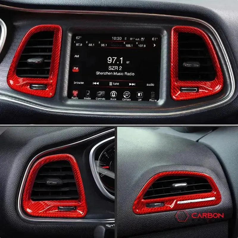 2015-2023 Dodge Challenger Carbon Fiber AC Vent Trim Covers - carbonaddons Carbon Fiber Parts, Accessories, Upgrades, Mods