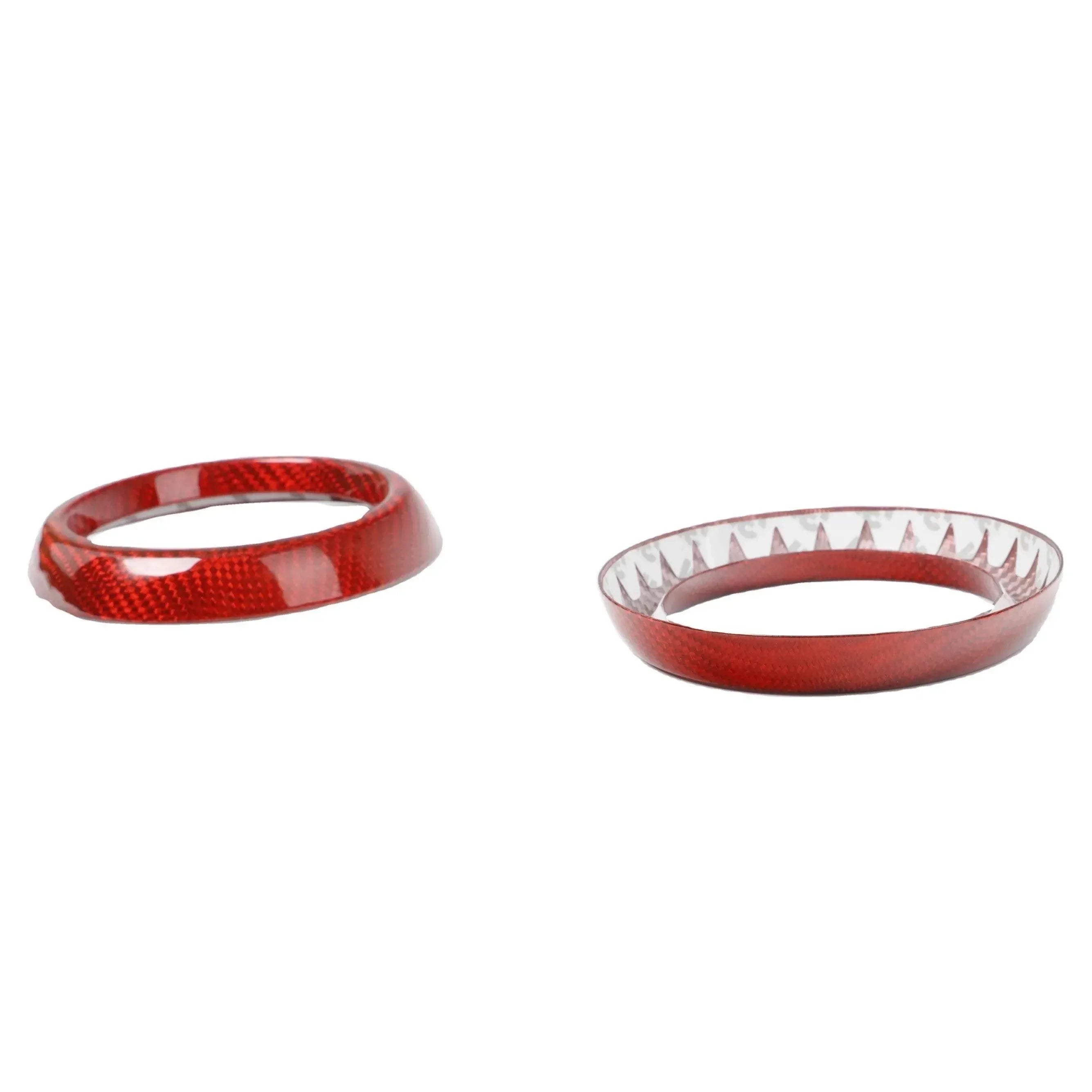 Red carbon fiber trim rings for car interior or exterior customization