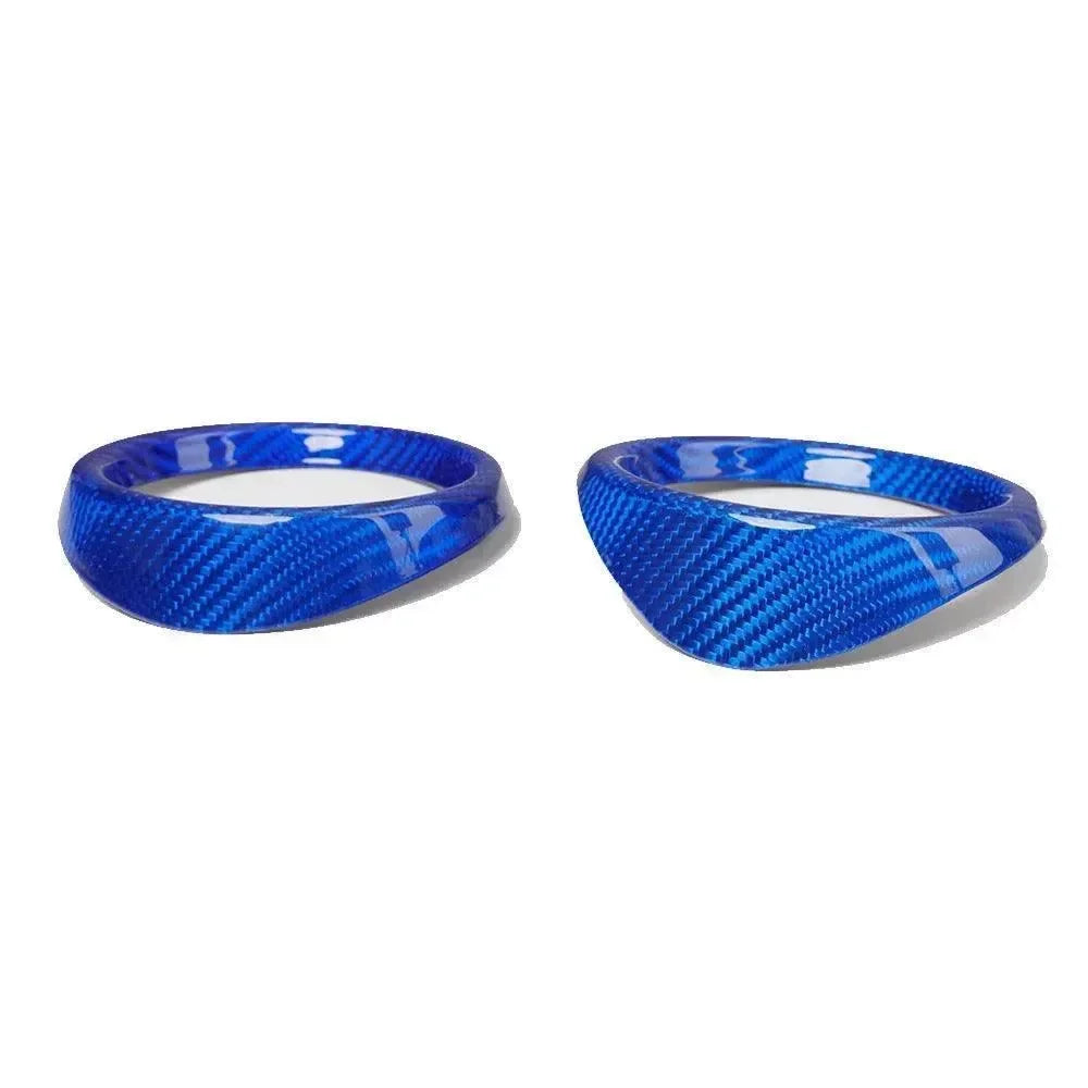 Blue carbon fiber shift knob covers for American muscle cars