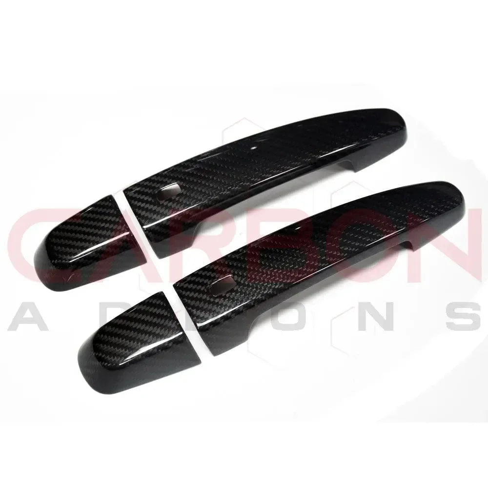 Real carbon fiber door handle covers for American vehicles, glossy weave finish