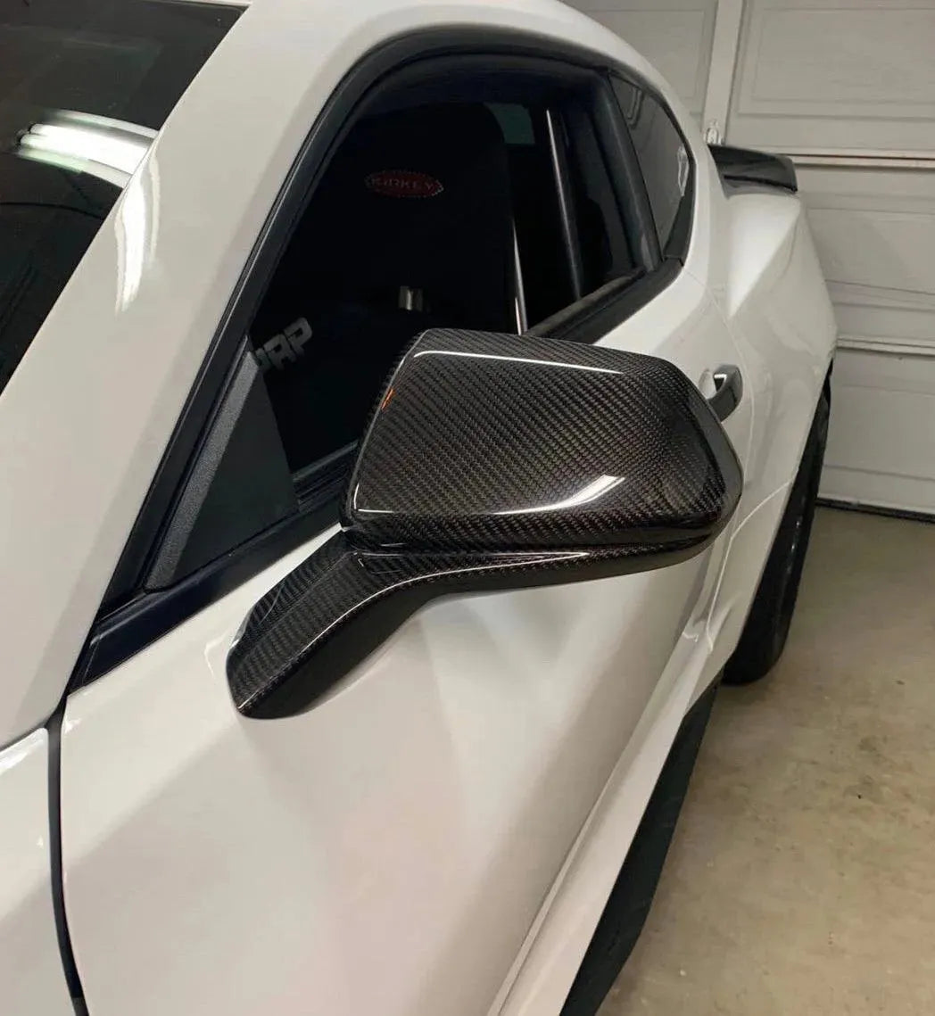 2016-2024 Camaro Carbon Fiber Mirror Covers - carbonaddons Carbon Fiber Parts, Accessories, Upgrades, Mods