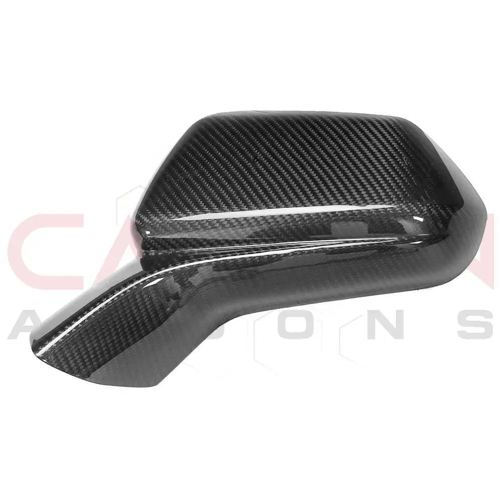 Glossy carbon fiber side mirror cover for American muscle cars and trucks