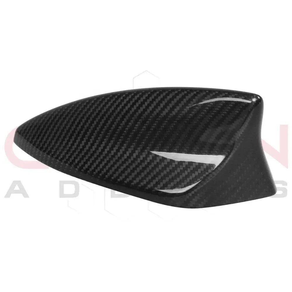 Real carbon fiber shark fin antenna cover for American vehicles, sleek black weave design
