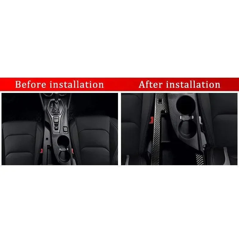 Carbon fiber interior upgrade for American vehicles, showing before and after installation