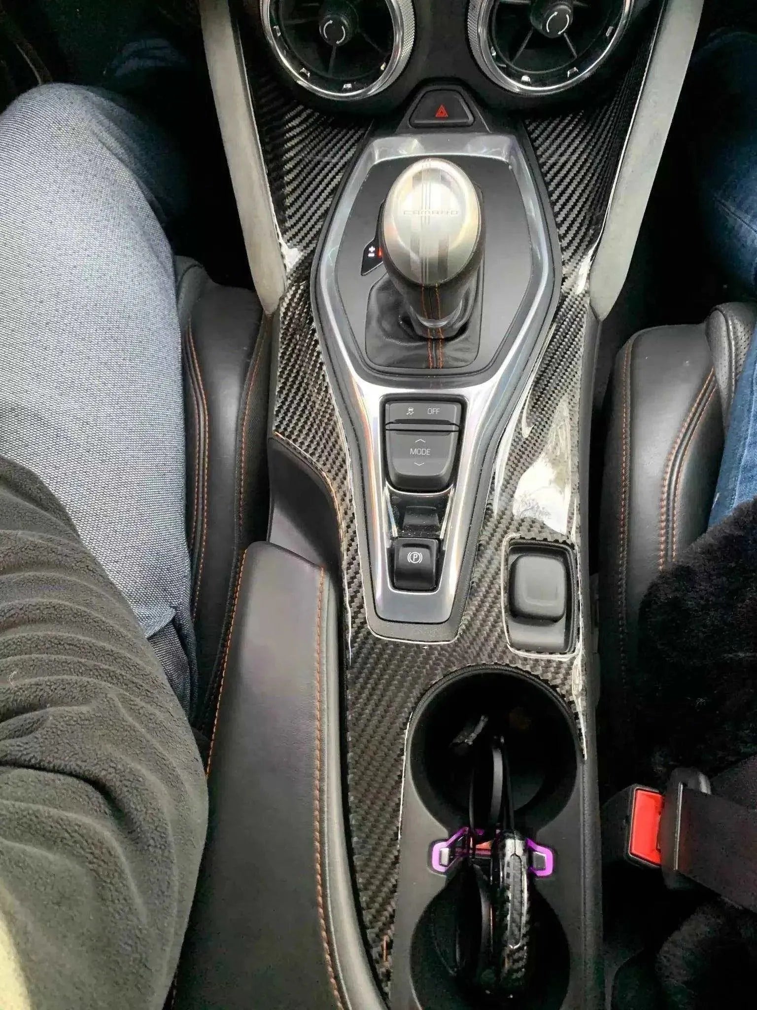 2016-2024 Camaro Real Carbon Fiber Center Console Overlay - carbonaddons Carbon Fiber Parts, Accessories, Upgrades, Mods