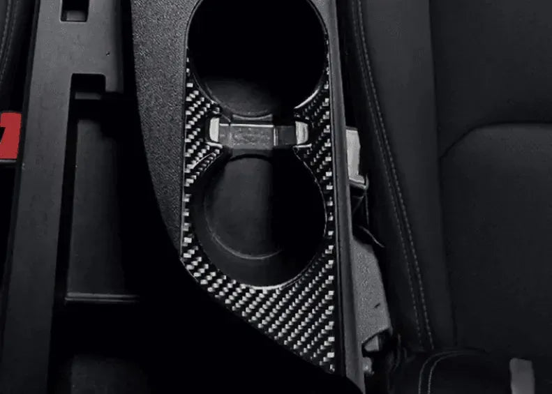 2016-2024 Camaro Real Carbon Fiber Cup Holder Trim Overlay - carbonaddons Carbon Fiber Parts, Accessories, Upgrades, Mods