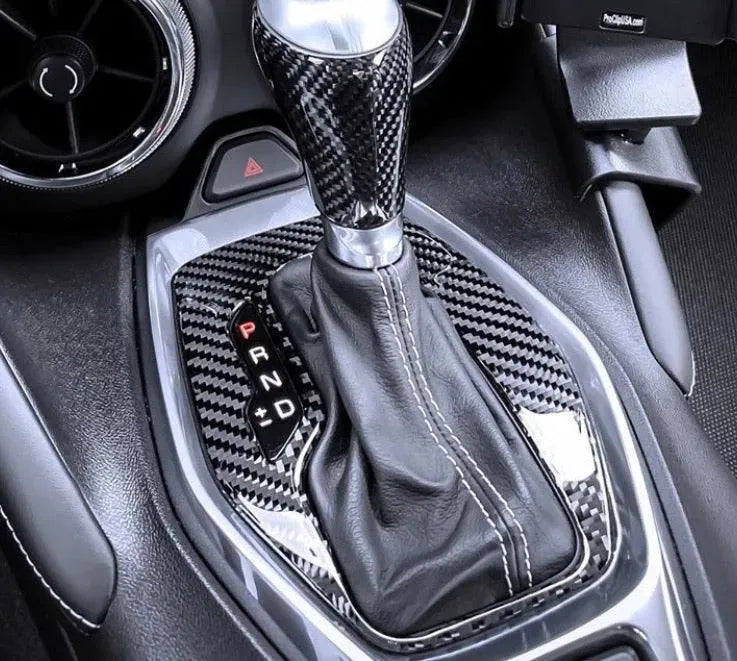 2016-2024 Camaro Real Carbon Fiber Gear Shift Trim Overlay - carbonaddons Carbon Fiber Parts, Accessories, Upgrades, Mods