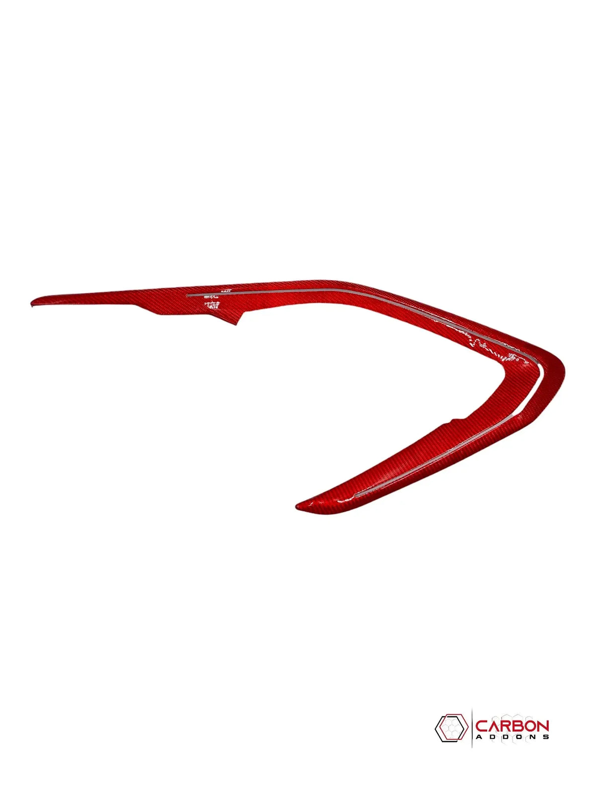 Red carbon fiber automotive trim accent for American muscle cars and trucks