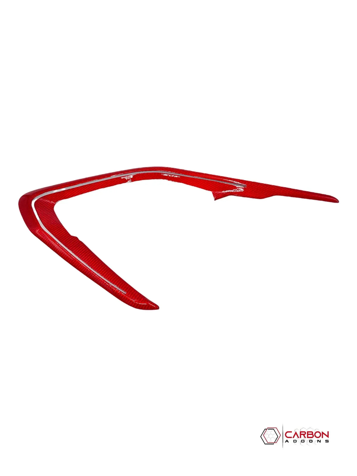 Red carbon fiber automotive trim accent for American muscle cars and trucks
