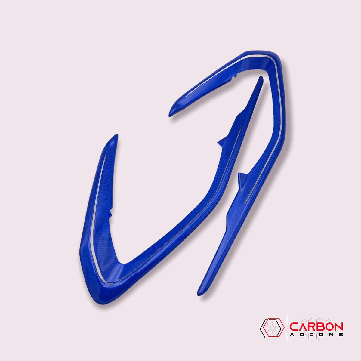 Blue carbon fiber automotive trim pieces for American muscle cars and trucks