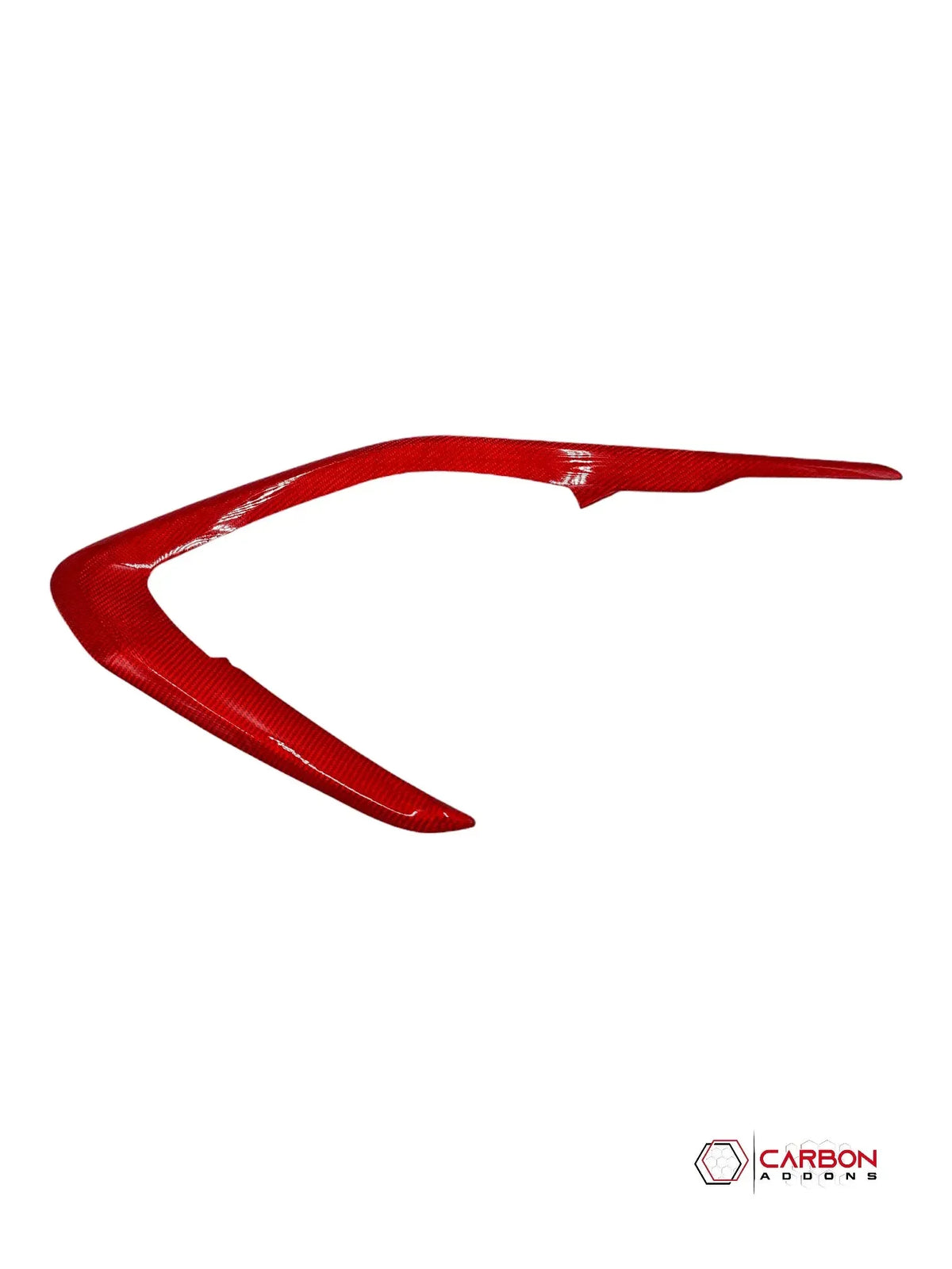 Red carbon fiber automotive trim piece for Chevy Camaro or Corvette interior styling