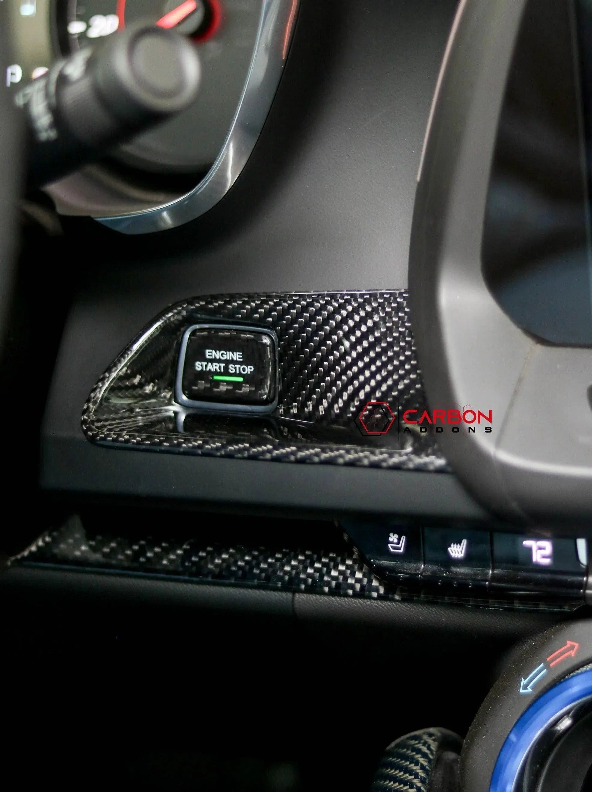 2016-2024 Camaro Start Stop Engine Button Surround Trim Cover - carbonaddons Carbon Fiber Parts, Accessories, Upgrades, Mods