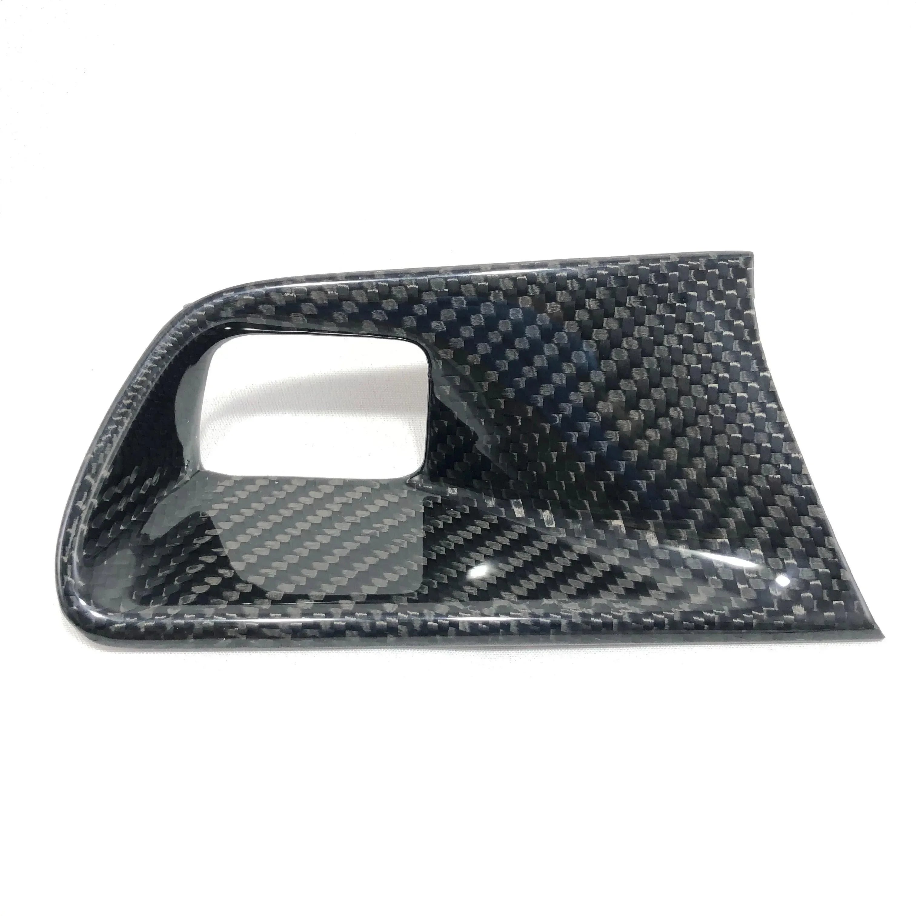 Real carbon fiber automotive trim panel with glossy weave finish for interior or exterior customization