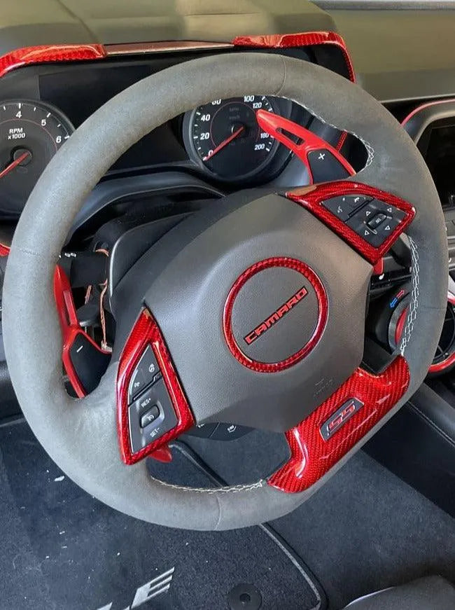 2016-2024 Camaro Steering Wheel and Airbag Chrome Delete Covers - carbonaddons Carbon Fiber Parts, Accessories, Upgrades, Mods