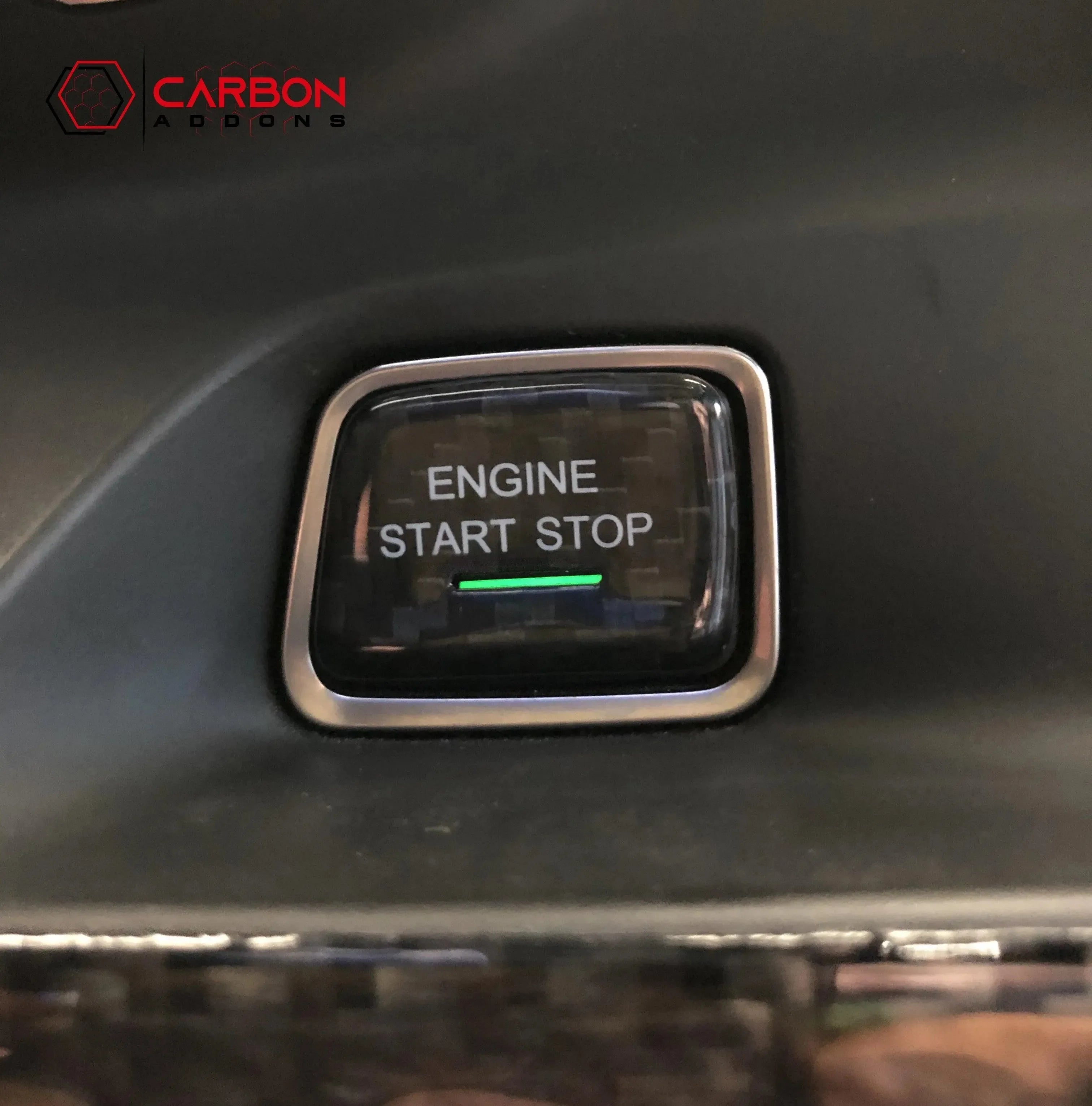 Real carbon fiber engine start stop button with green LED, custom auto interior upgrade