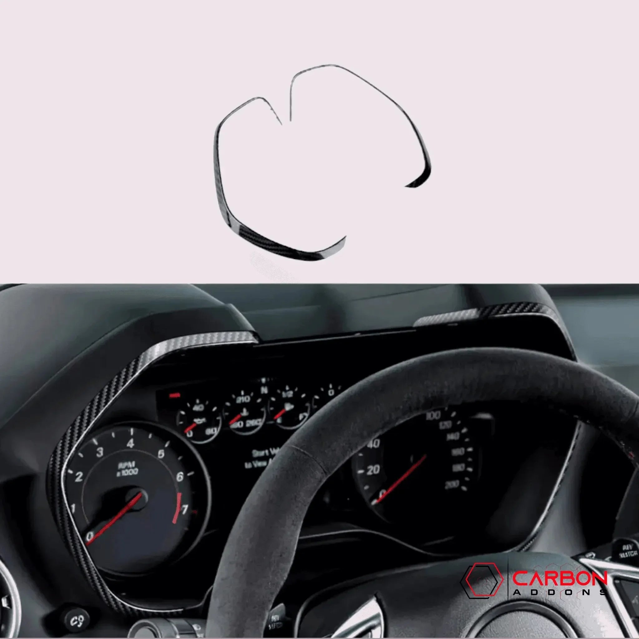 Real carbon fiber dashboard trim for Chevy Camaro, Corvette, Mustang, F150, Bronco, Raptor, Charger, Challenger, Durango, RAM TRX