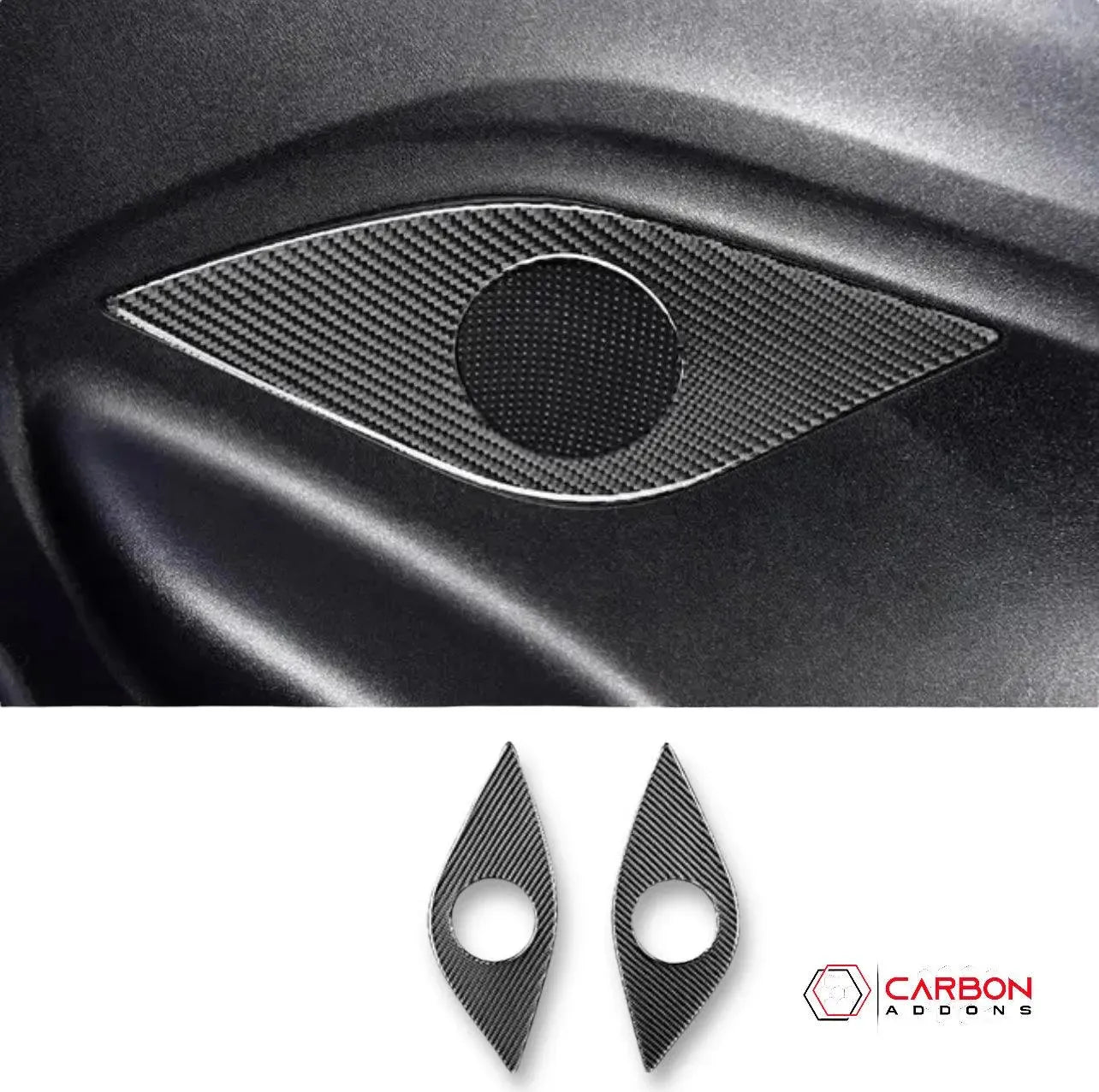 2016-2024 Chevrolet Camaro Real Carbon Fiber Rear Seat Speaker Trim Overlay - carbonaddons Carbon Fiber Parts, Accessories, Upgrades, Mods