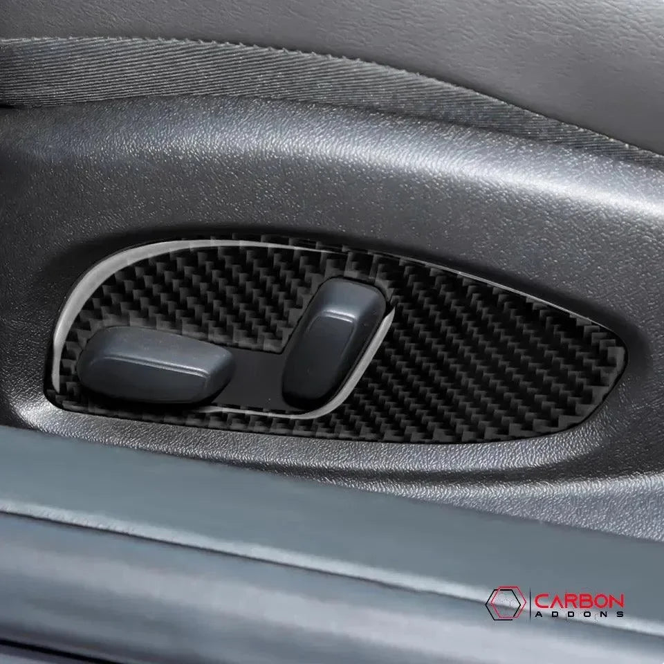 2016-2024 Chevrolet Camaro Real Carbon Fiber Seat Adjuster Button Trim Overlay - carbonaddons Carbon Fiber Parts, Accessories, Upgrades, Mods