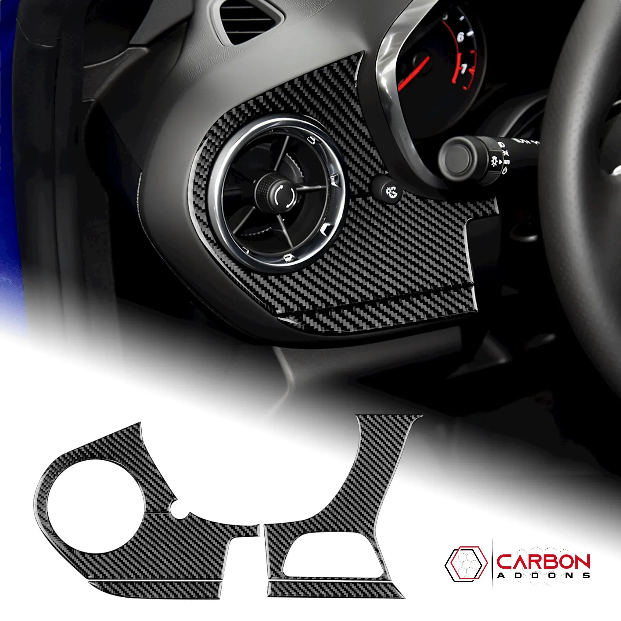 2016-2024 Chevy Camaro Real Carbon Fiber Driver Side Dash Overlay - carbonaddons Carbon Fiber Parts, Accessories, Upgrades, Mods