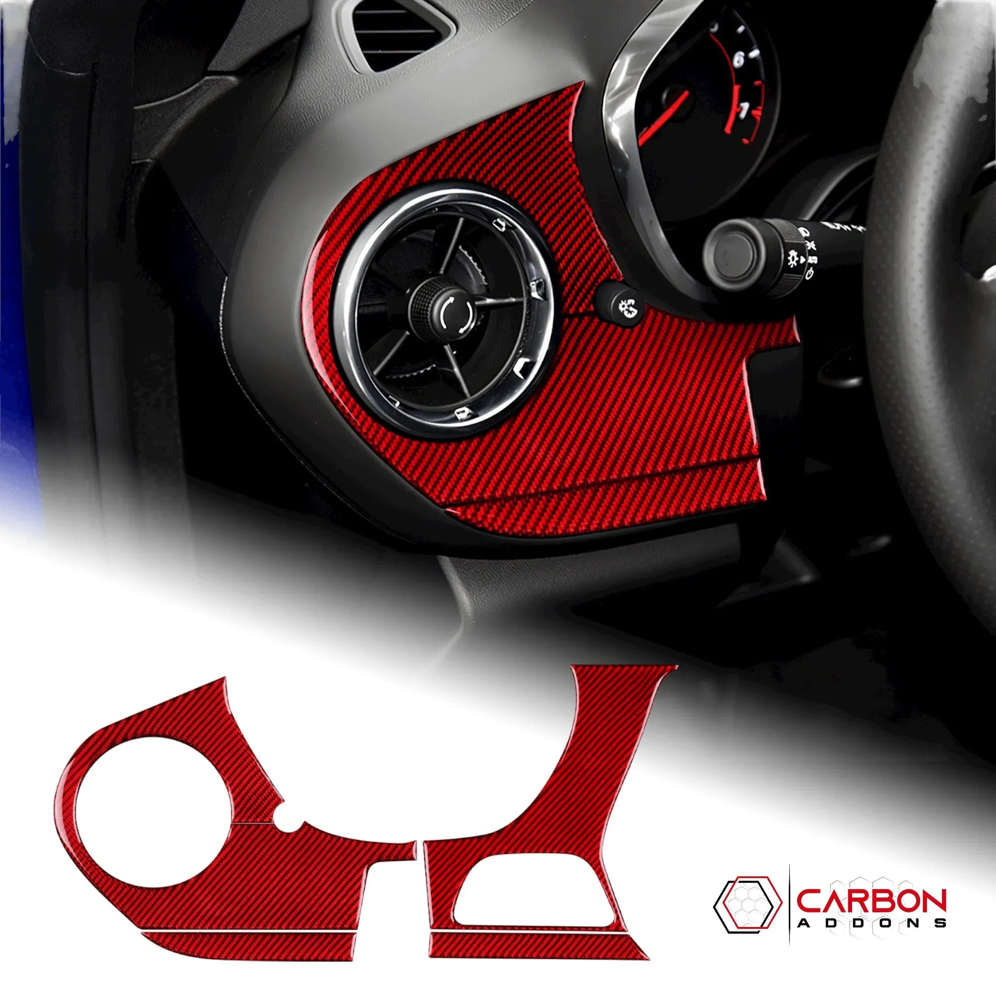 2016-2024 Chevy Camaro Real Carbon Fiber Driver Side Dash Overlay - carbonaddons Carbon Fiber Parts, Accessories, Upgrades, Mods