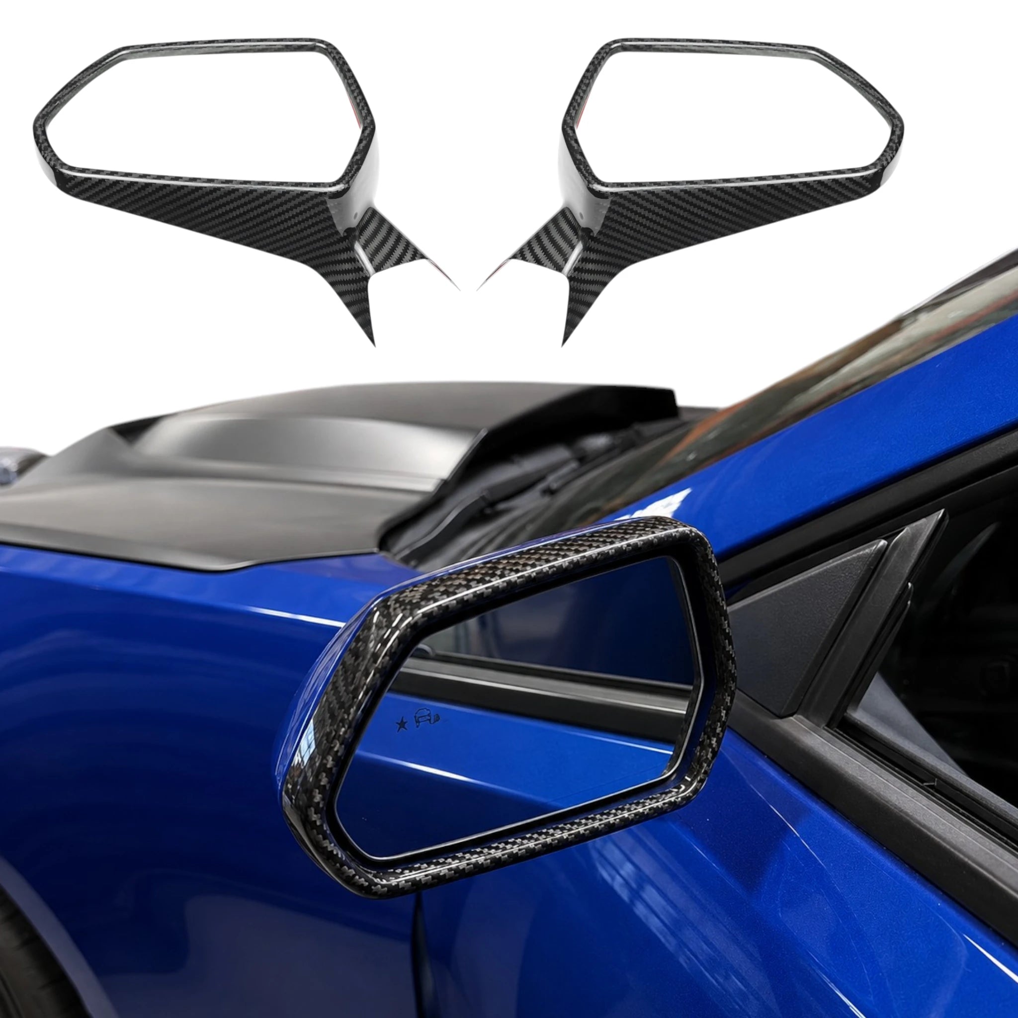 2016-2024 Chevrolet Camaro Real Carbon Fiber Front Mirror Cap Covers