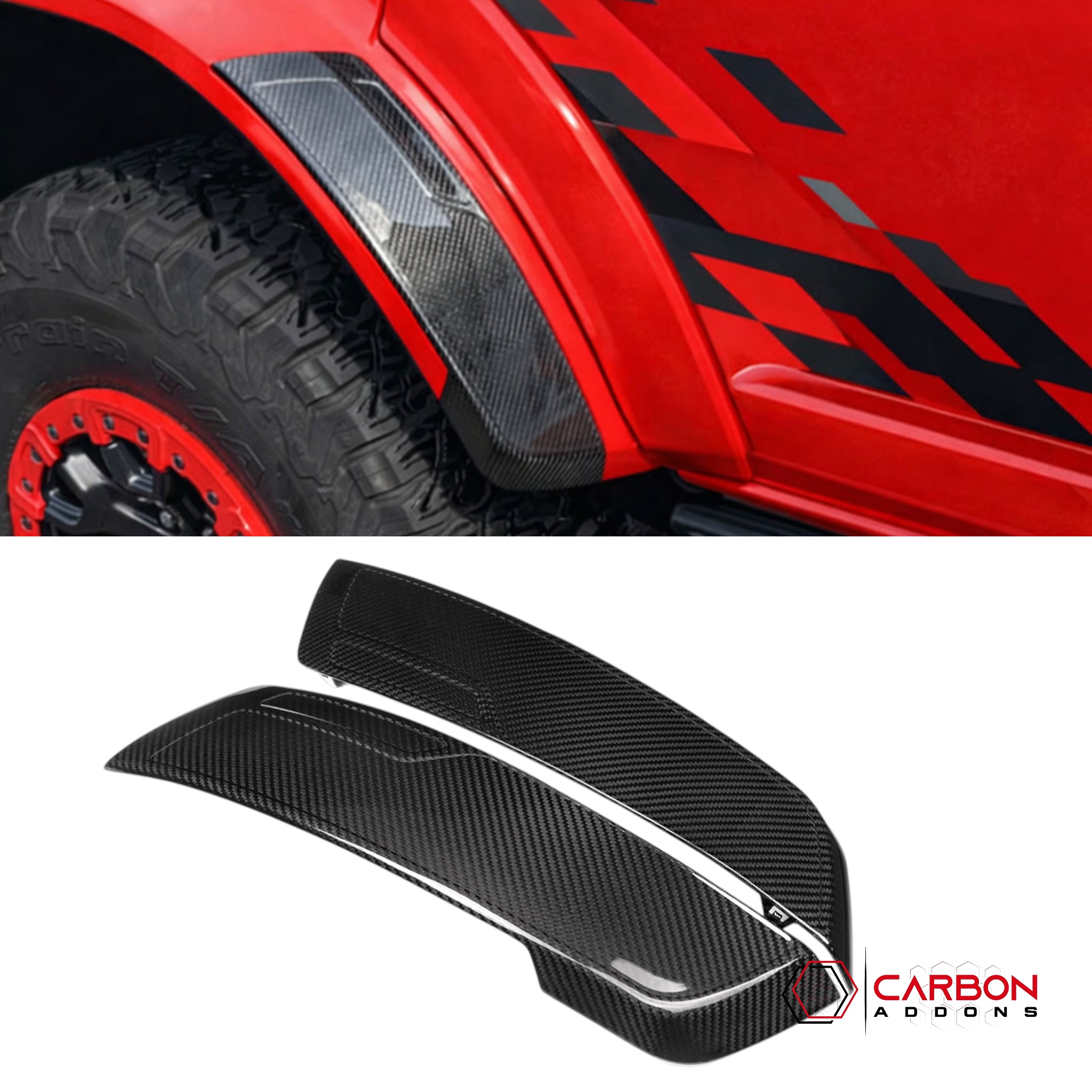 2021–2024 Ford Bronco Raptor Rear Wheel Fender Flare Real Carbon Fiber Trim Insert