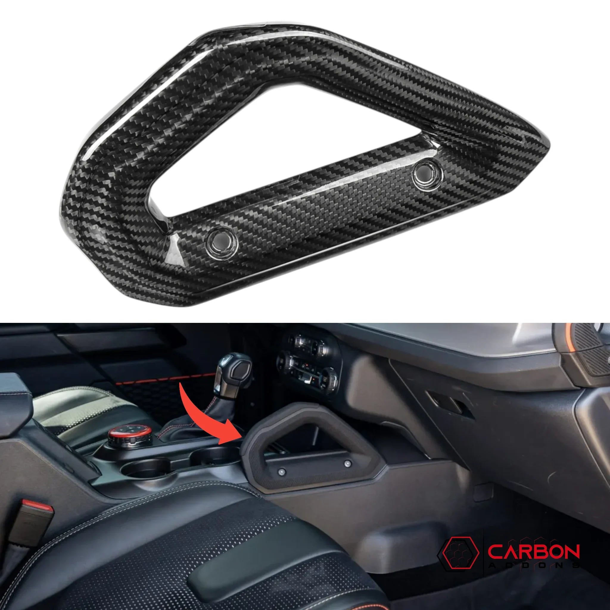 Real Carbon Fiber Center Console Grab Handle Trim For 2021–2025