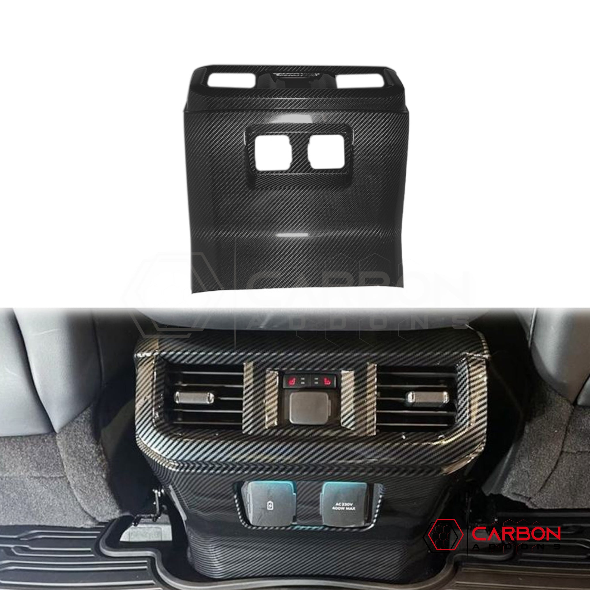 2021+ Ford F-150 Carbon Fiber Center Console Rear AC Vent Trim Cover