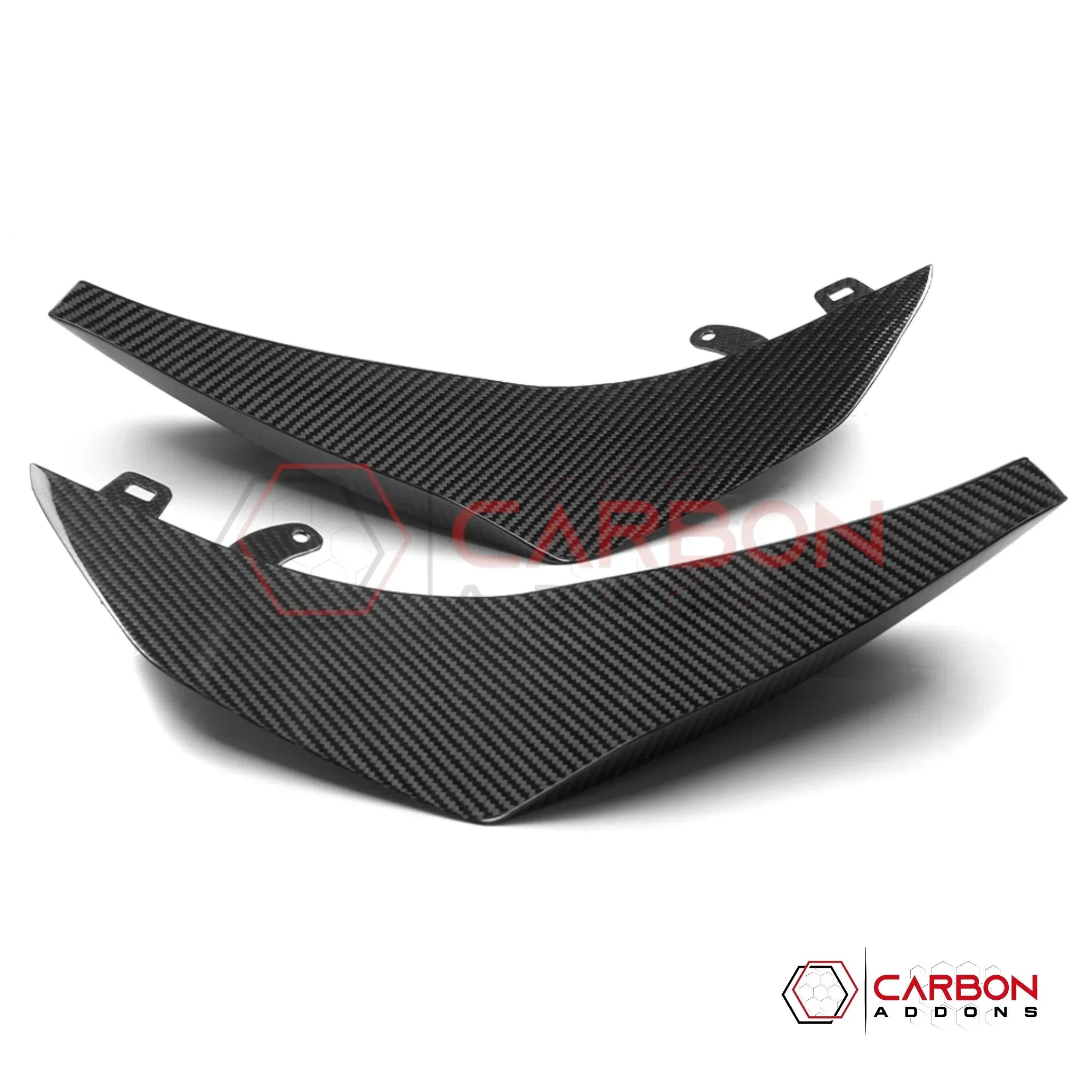 2023–2027 Corvette C8 Z06 & E-Ray Z07-Style Carbon Fiber Front Canards – Adhesive Mount (No Drilling Required)