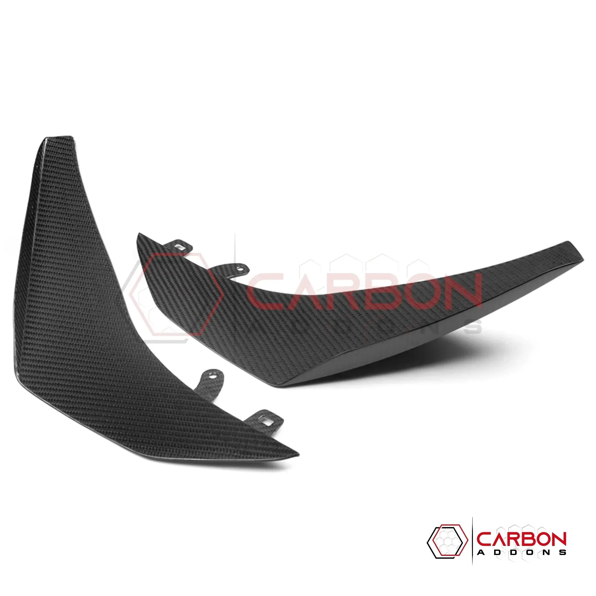 2023–2027 Corvette C8 Z06 & E-Ray Z07-Style Carbon Fiber Front Canards – Adhesive Mount (No Drilling Required)