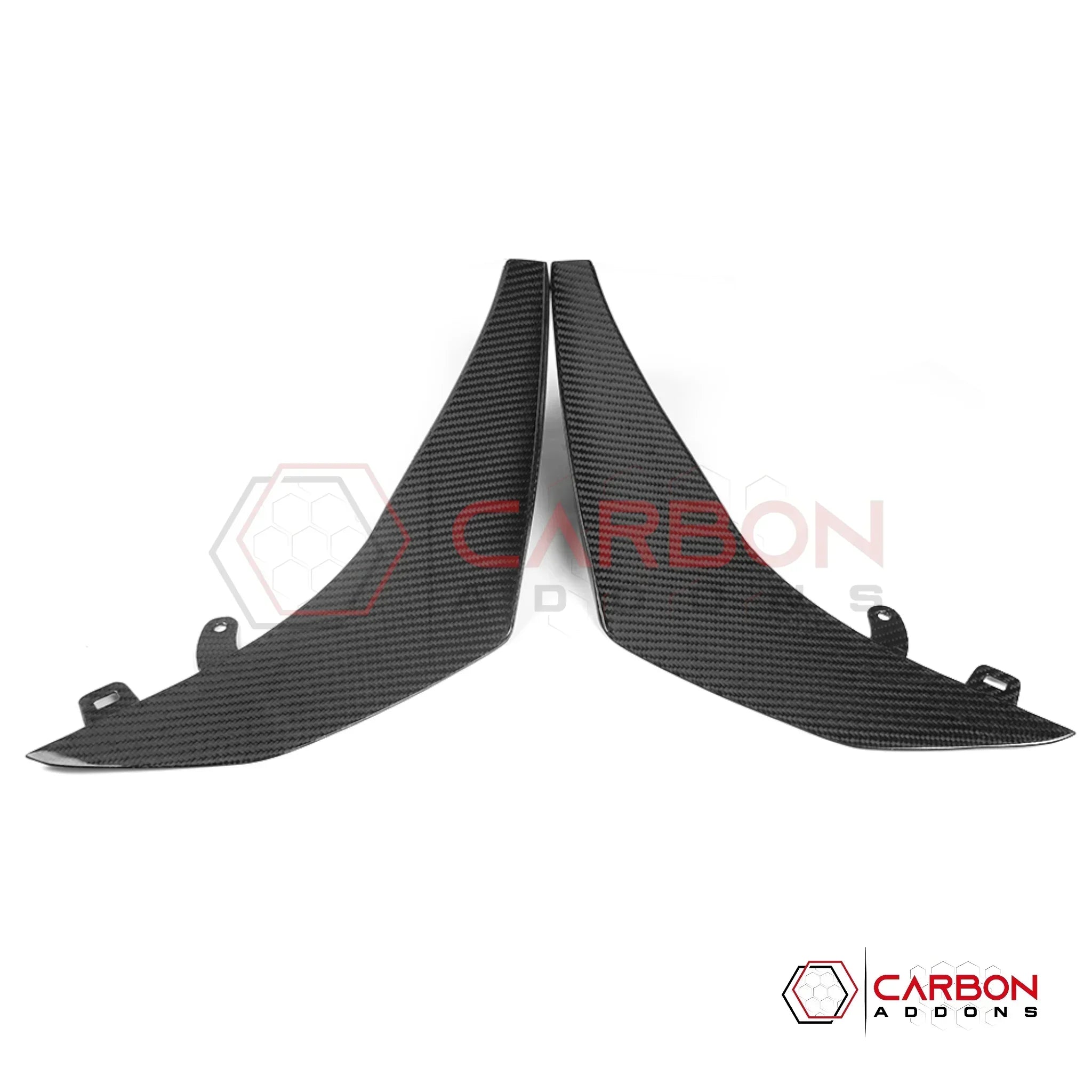 2023–2027 Corvette C8 Z06 & E-Ray Z07-Style Carbon Fiber Front Canards – Adhesive Mount (No Drilling Required)