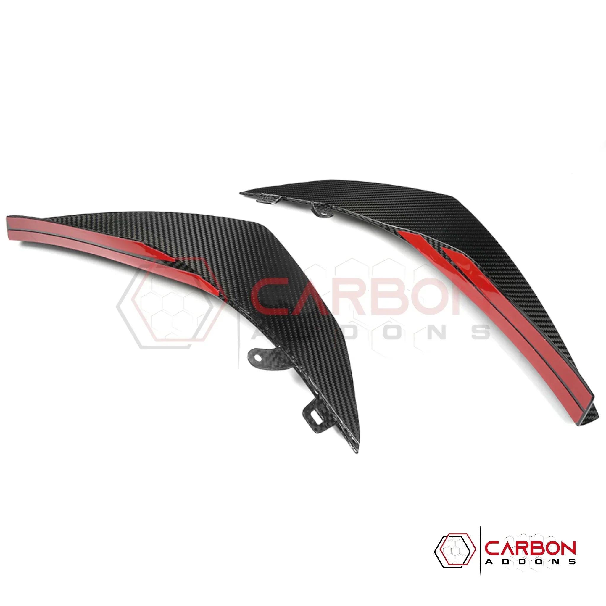 2023–2027 Corvette C8 Z06 & E-Ray Z07-Style Carbon Fiber Front Canards – Adhesive Mount (No Drilling Required)