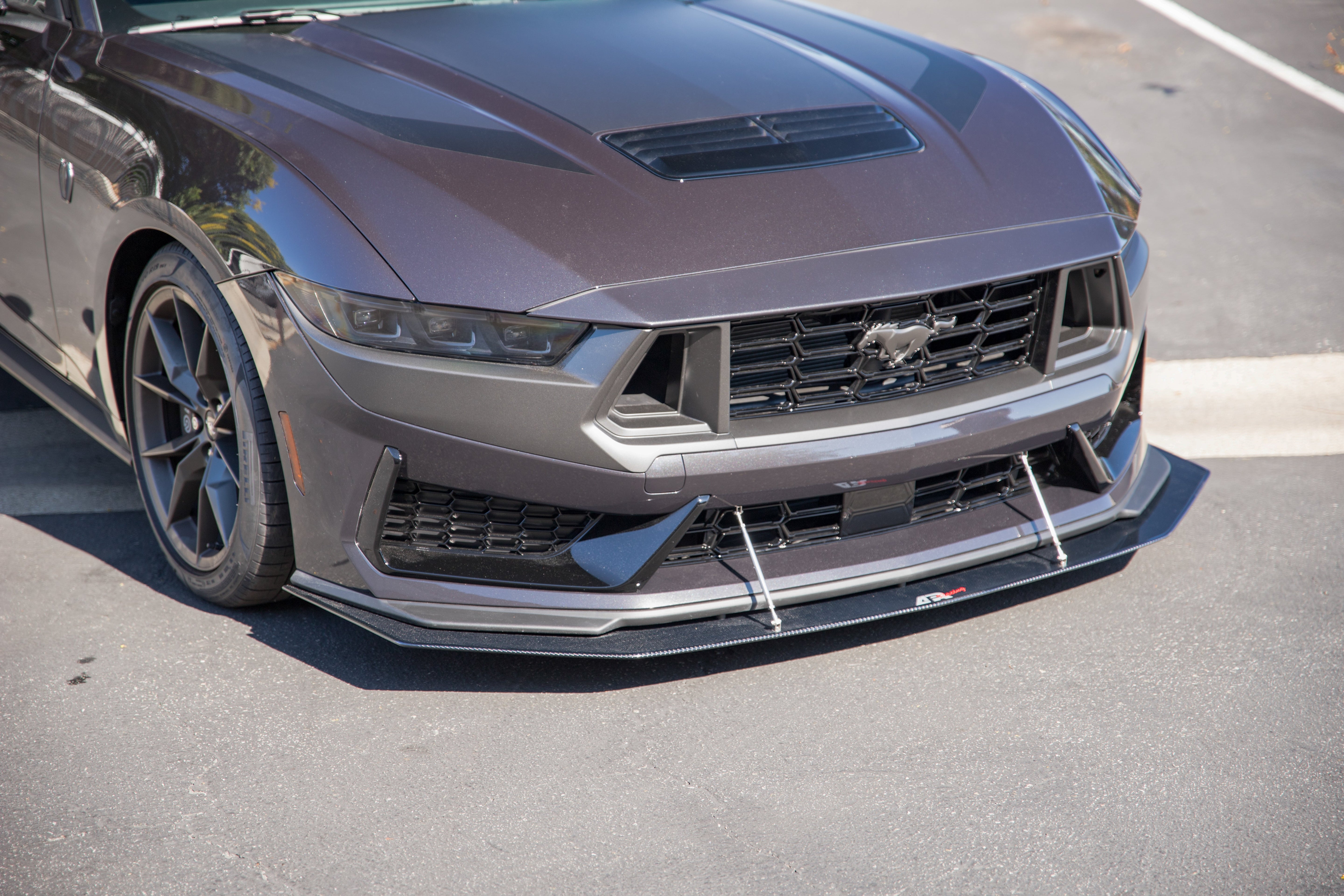 APR Performance Carbon Fiber Front Wind Splitter with Support Rods for 2024+ Ford Mustang Dark Horse