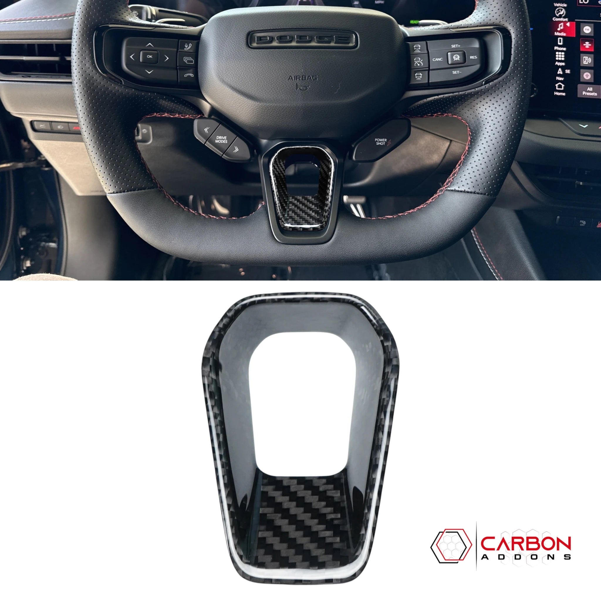 2024+ Dodge Charger Real Carbon Fiber Steering Wheel Lower Trim Cover