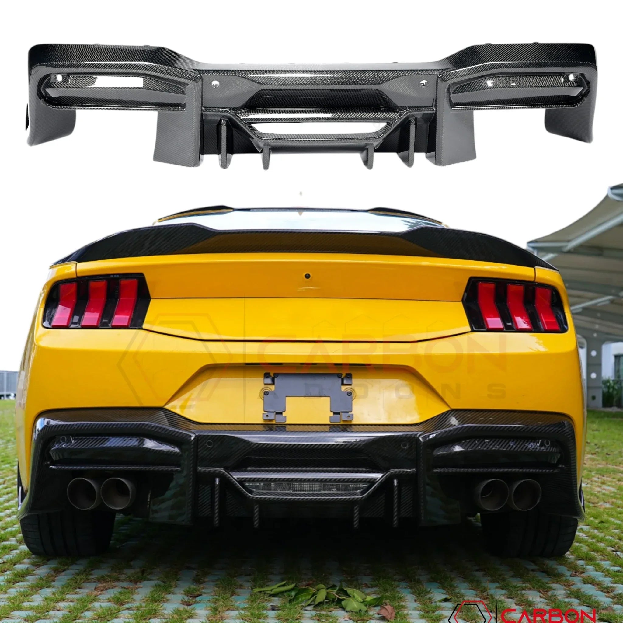 Real Carbon Fiber Rear Diffuser for 2024+ Ford Mustang GT
