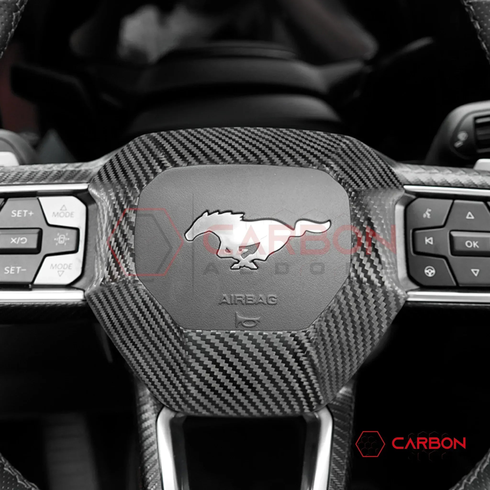Real Carbon Fiber Airbag Cover for 2024+ Ford Mustang
